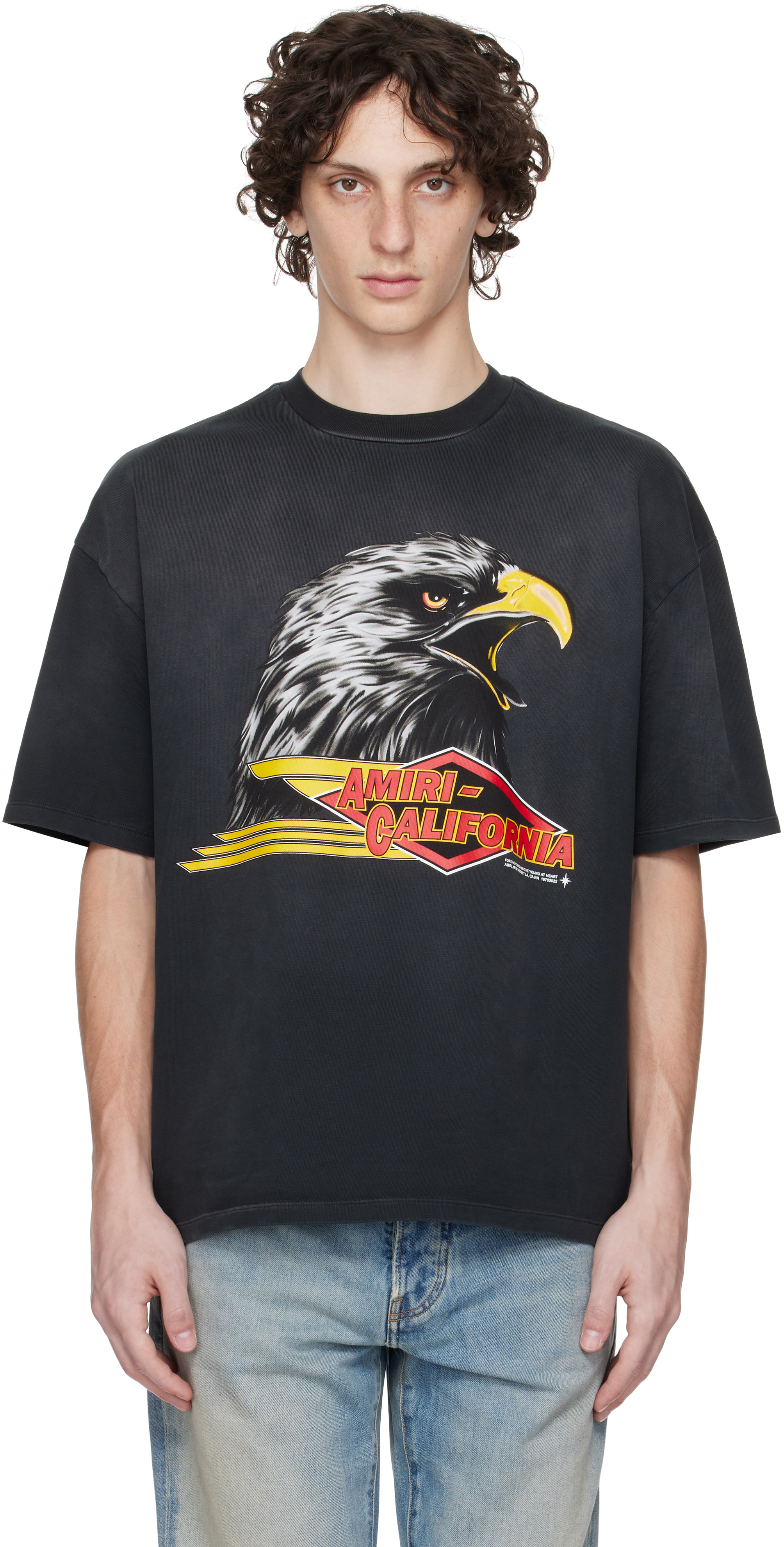 Amiri Mens Black Eagle Graphic-print Cotton-jersey T-shirt
