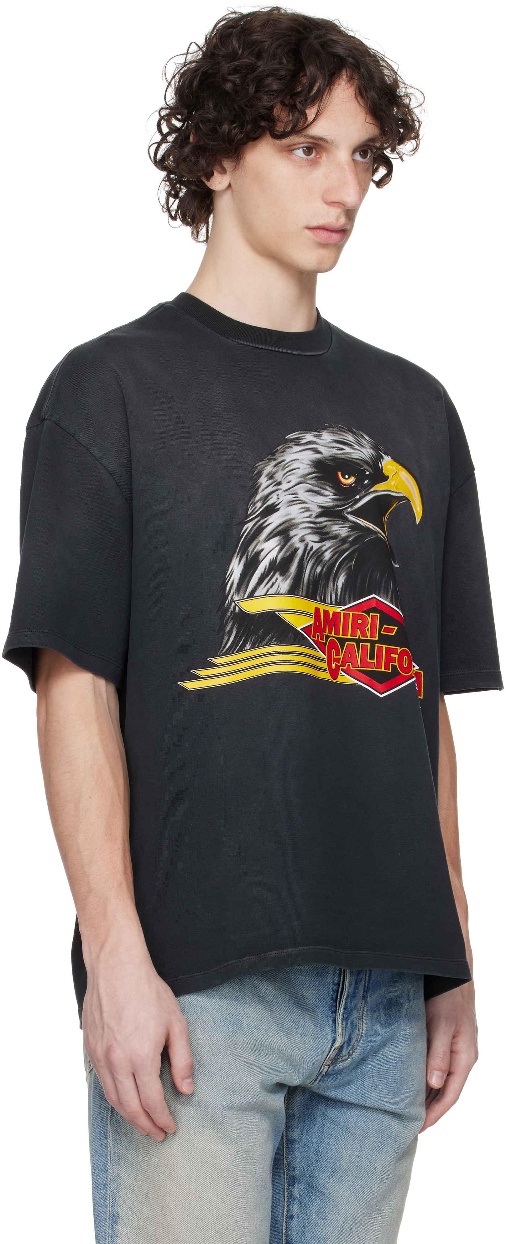 Amiri Mens Black Eagle Graphic-print Cotton-jersey T-shirt