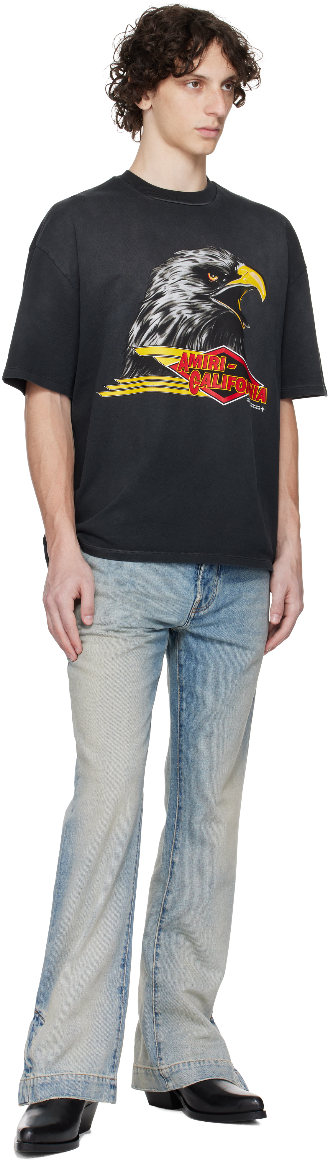 Amiri Mens Black Eagle Graphic-print Cotton-jersey T-shirt