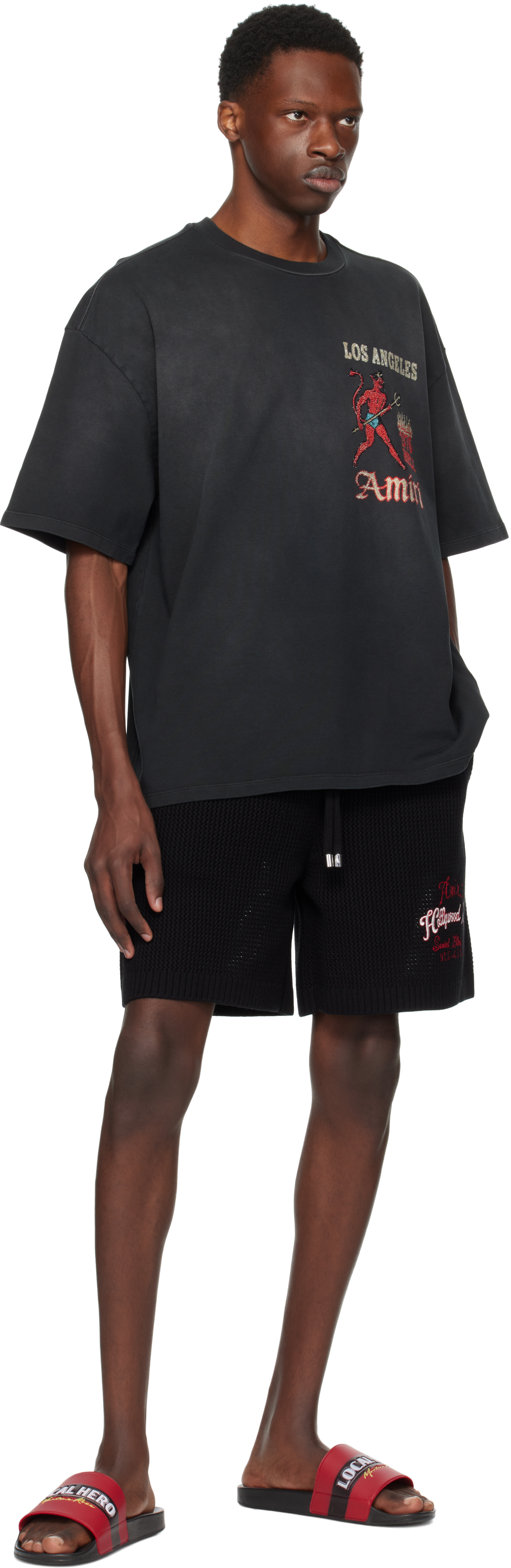 Amiri Mens Black Crystal-embellished Sinners Cotton-jersey T-shirt Xl In Black