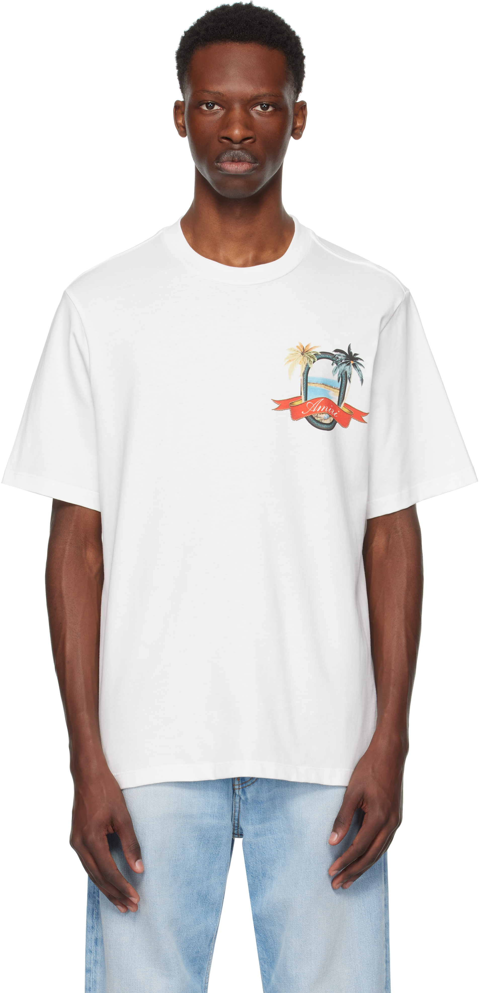 Amiri White Crewneck Printed T-shirt In White