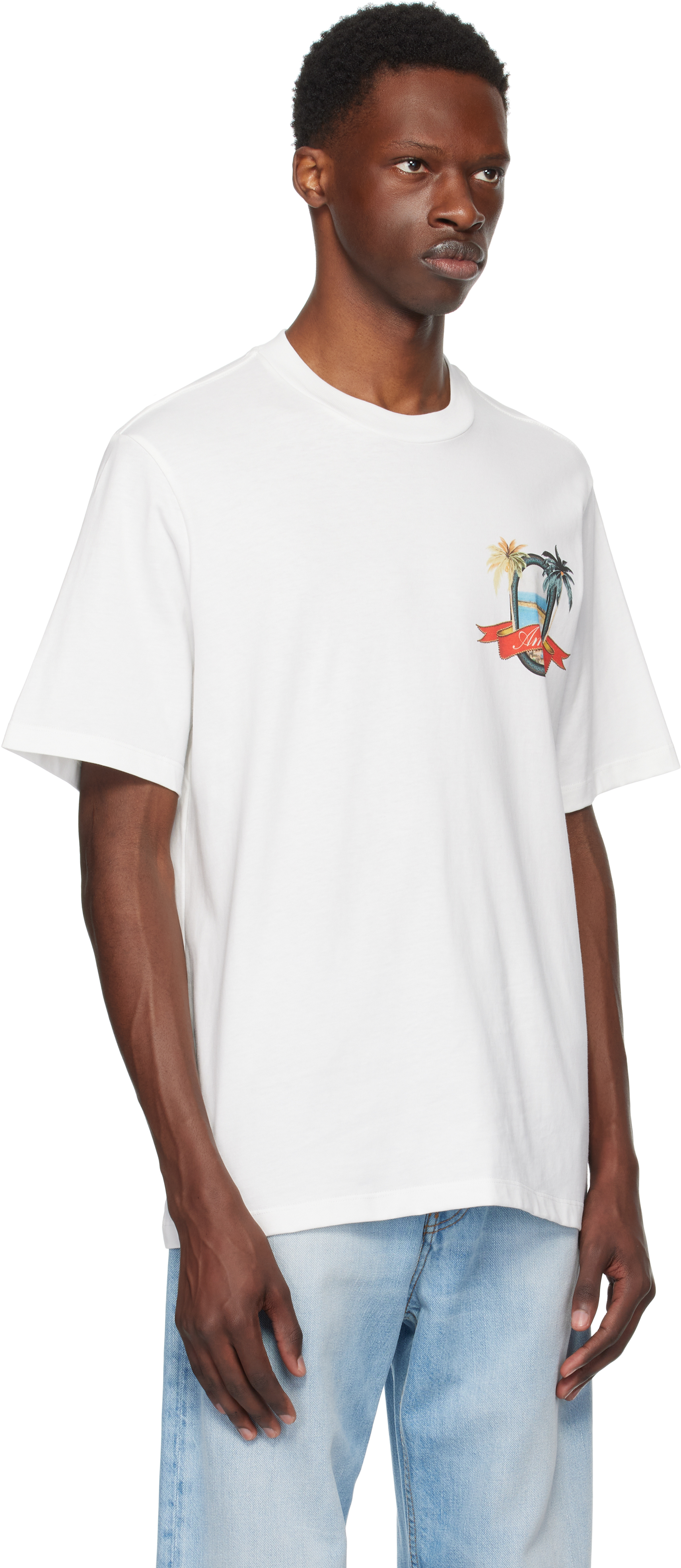 Amiri White Crewneck Printed T-shirt In White
