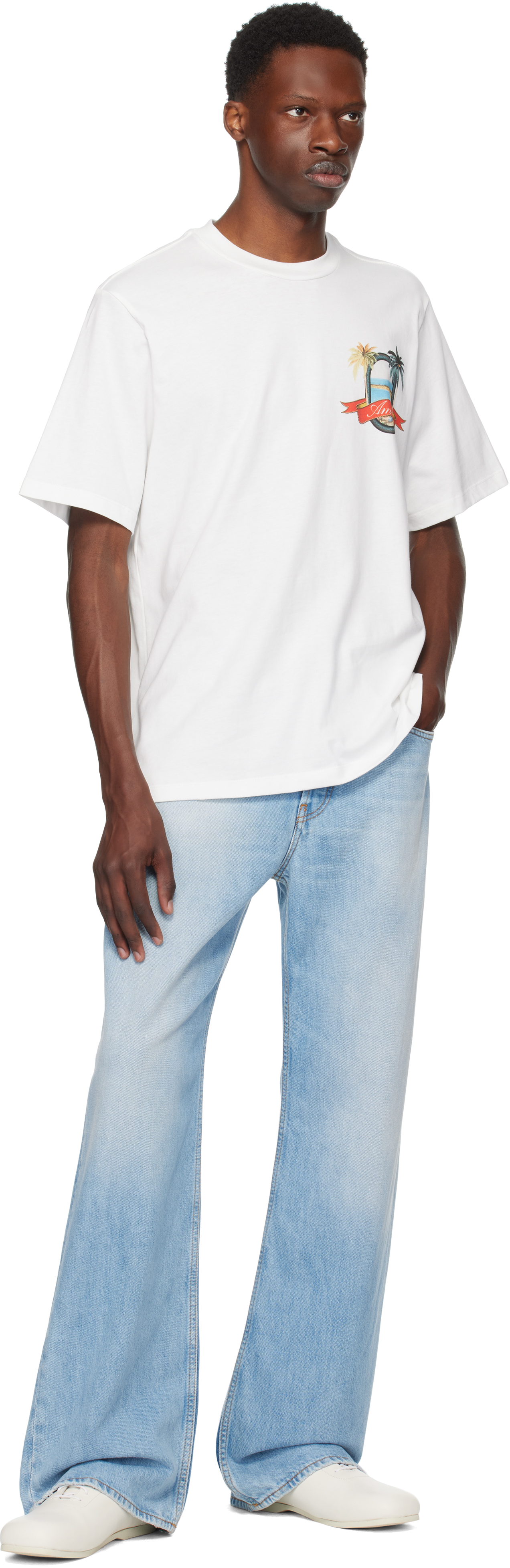 Amiri White Crewneck Printed T-shirt In White