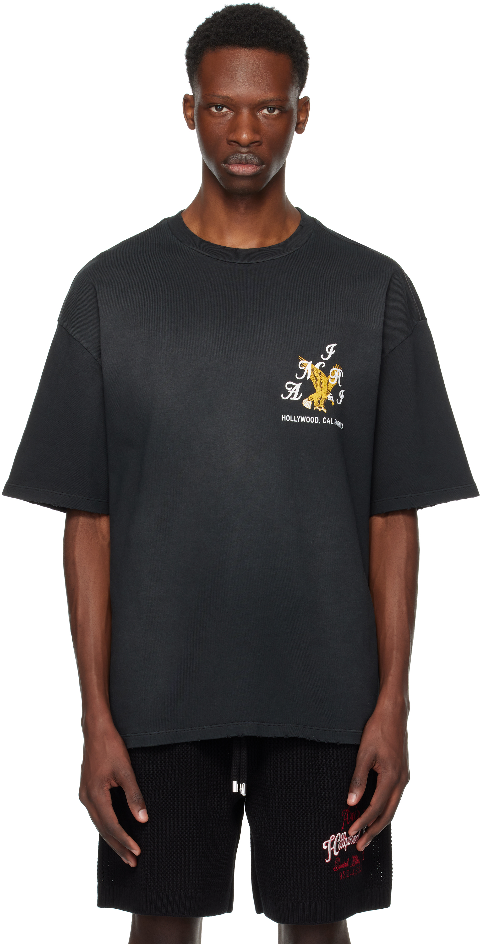 Amiri Eagle Crystal Embellished Oversize Graphic T-shirt