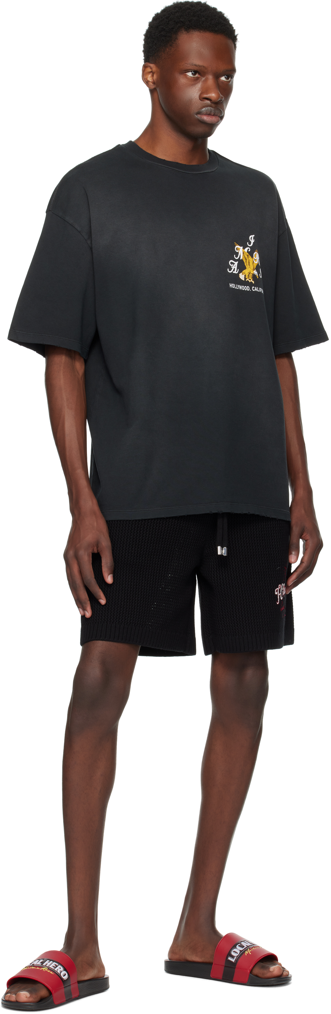 Amiri Eagle Crystal Embellished Oversize Graphic T-shirt