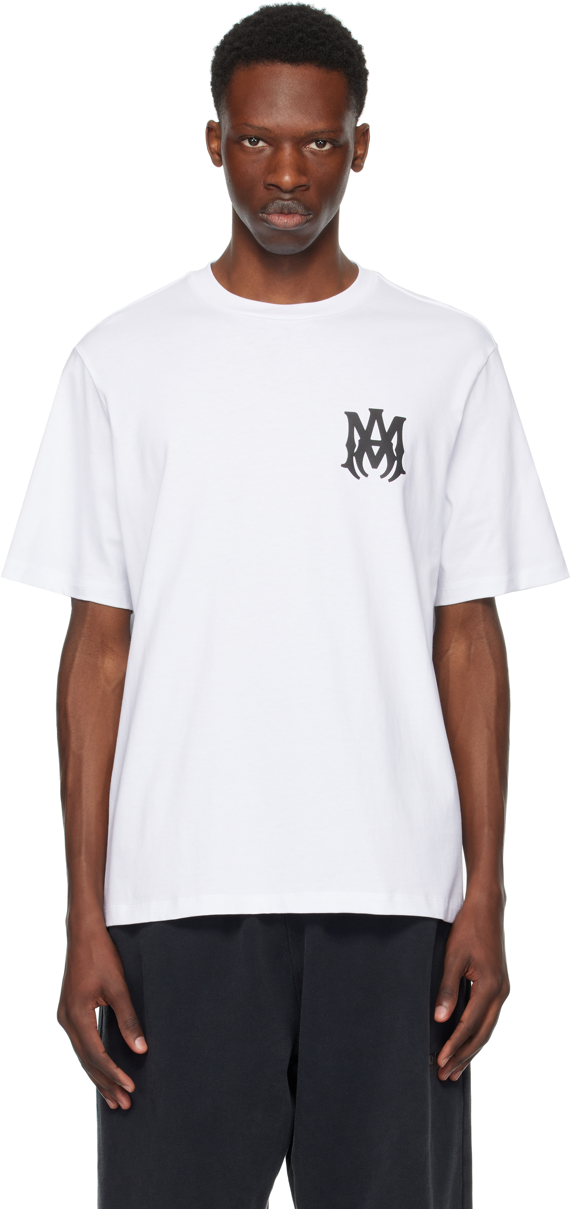 Amiri White Crewneck T-shirt With Logo Print On The Front And Logo Lettering On The Rear In Cotton Man