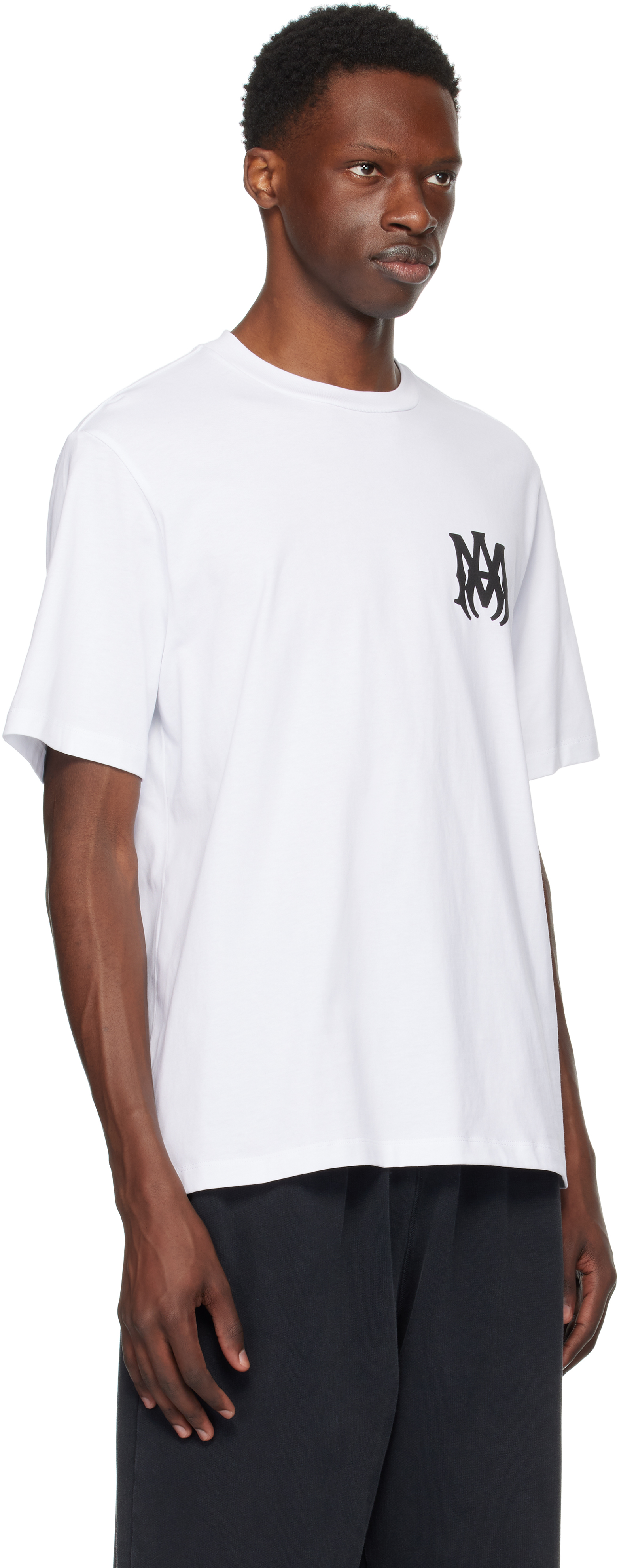 Amiri White Crewneck T-shirt With Logo Print On The Front And Logo Lettering On The Rear In Cotton Man