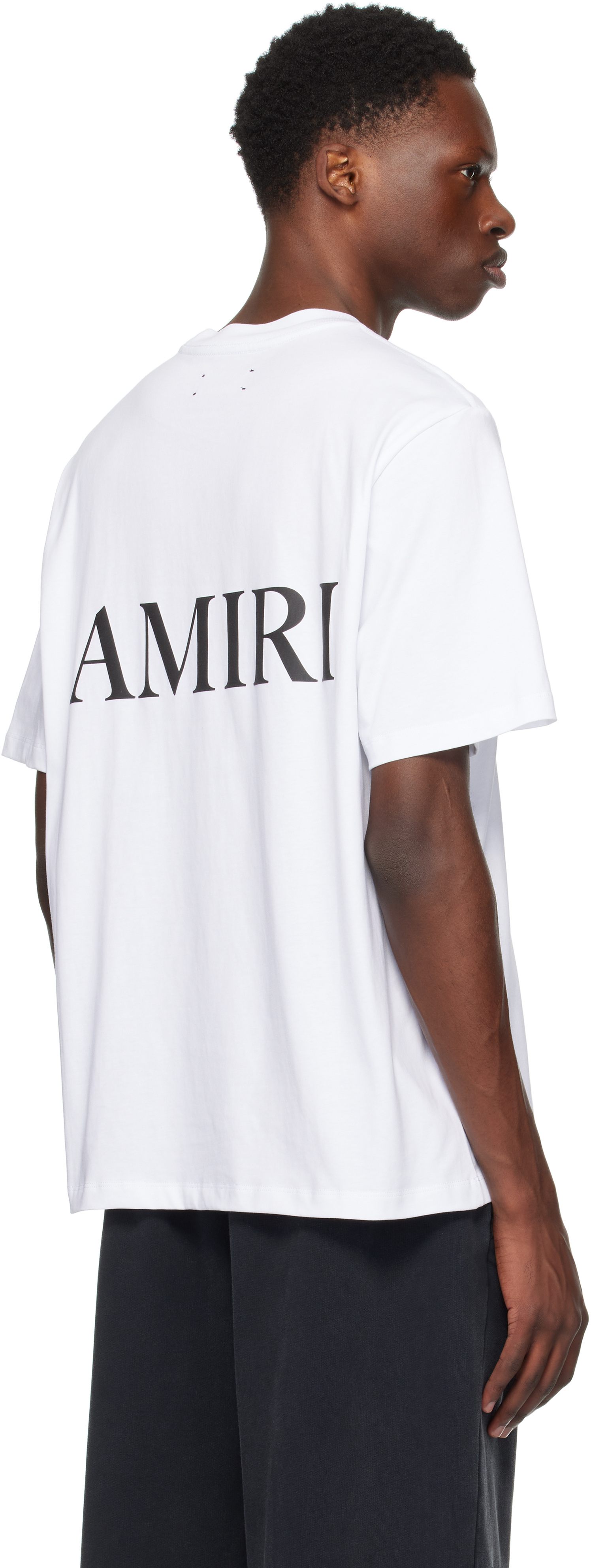 Amiri White Crewneck T-shirt With Logo Print On The Front And Logo Lettering On The Rear In Cotton Man