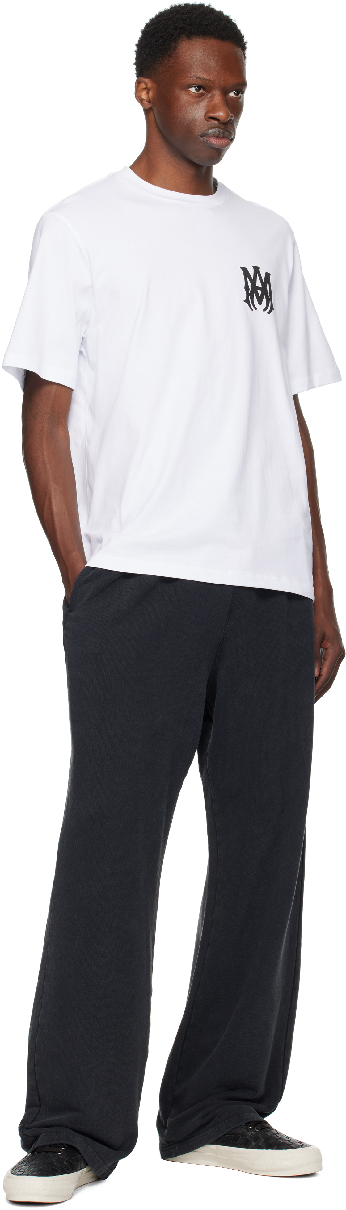 Amiri White Crewneck T-shirt With Logo Print On The Front And Logo Lettering On The Rear In Cotton Man
