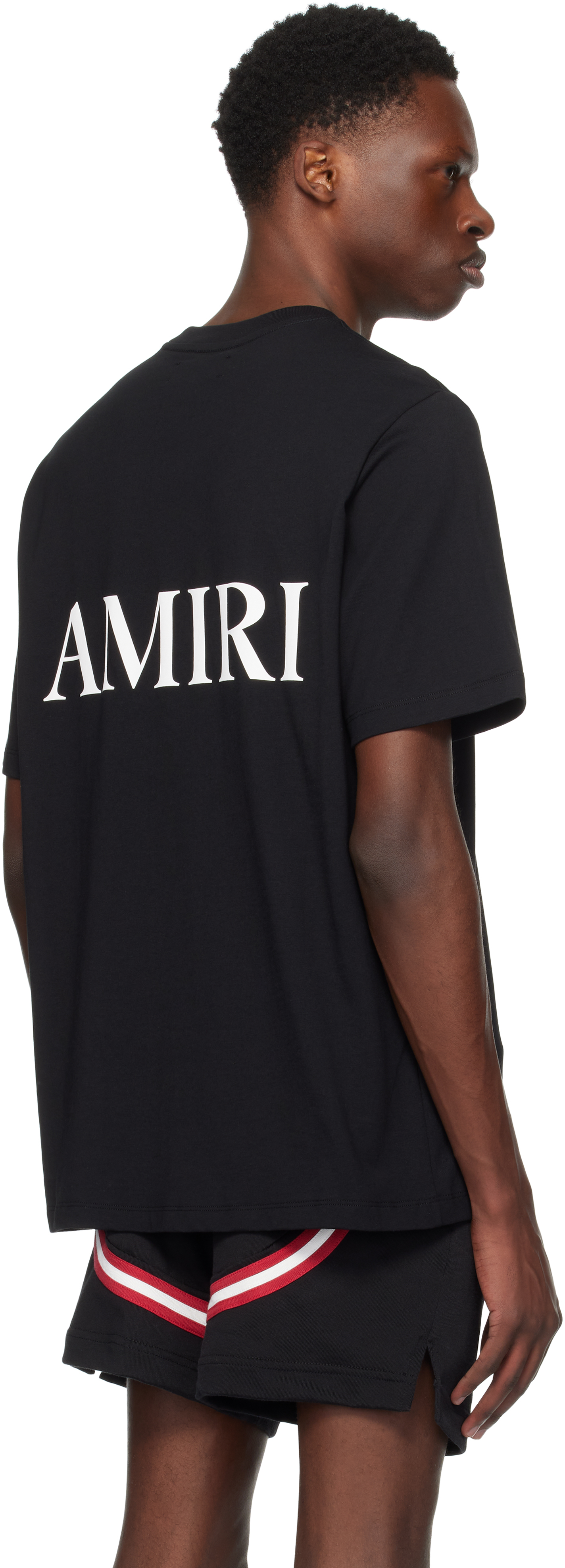 Amiri Black Crewneck T-shirt With Logo Print On The Front And Logo Lettering On The Rear In Cotton Man In Black