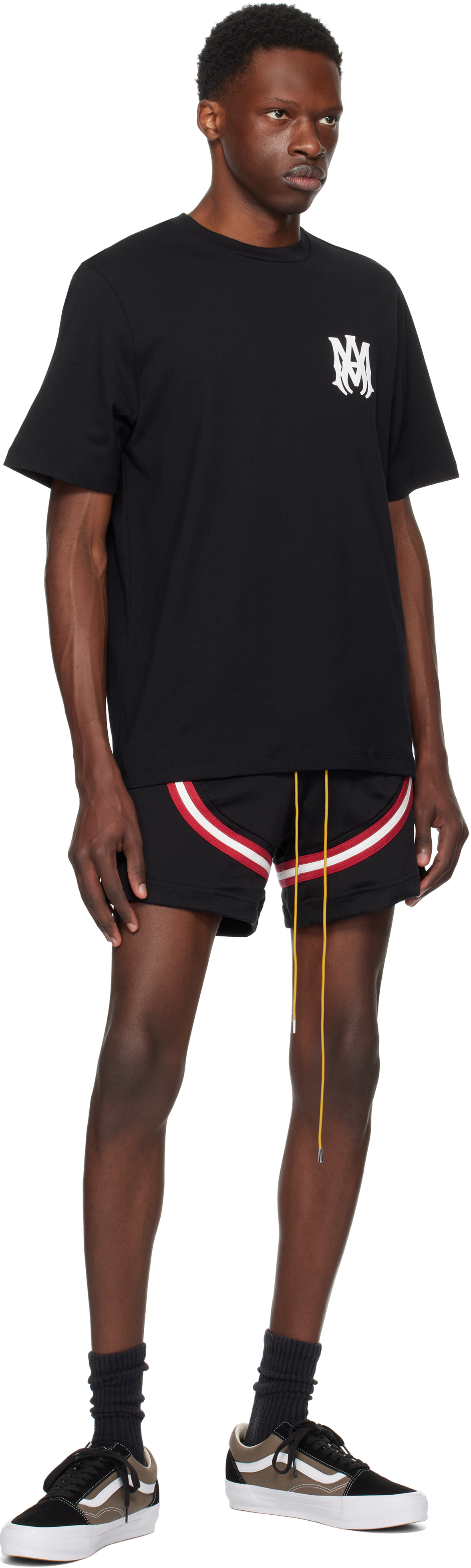 Amiri Black Crewneck T-shirt With Logo Print On The Front And Logo Lettering On The Rear In Cotton Man In Black