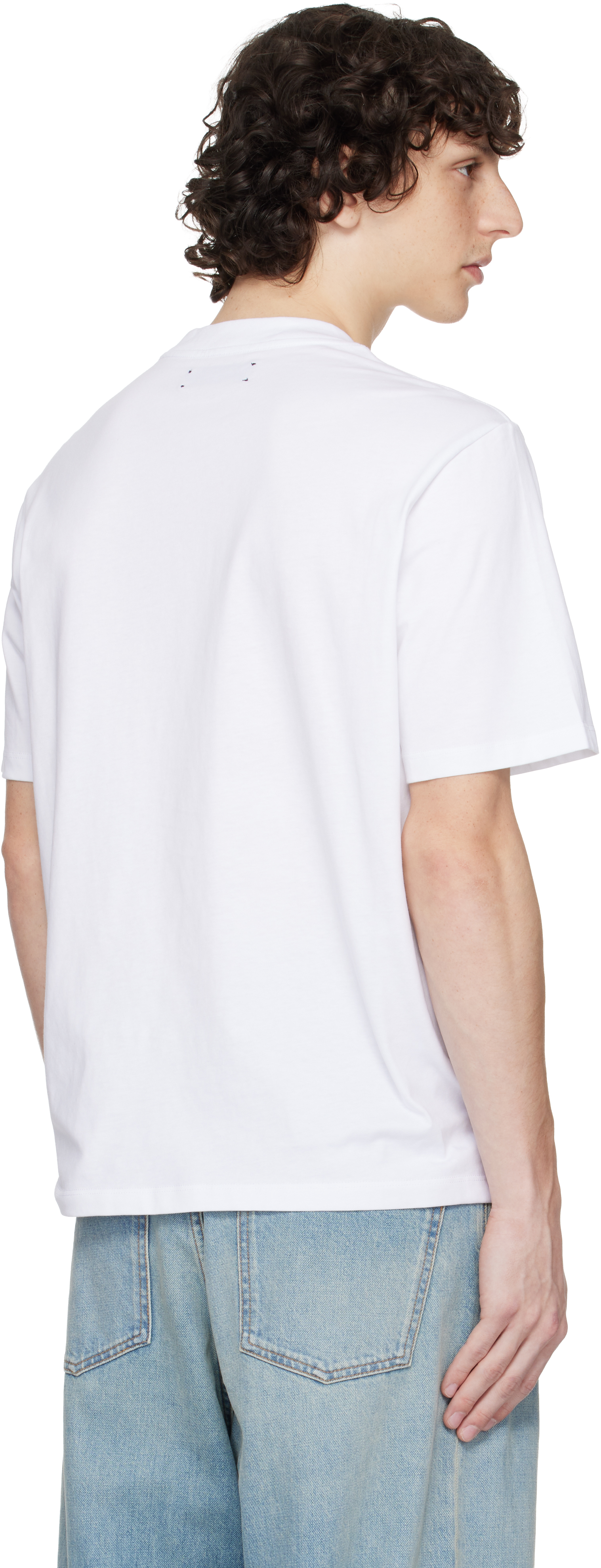 Amiri White Crewneck T-shirt With Logo Print On The Front In Cotton Man In Gray