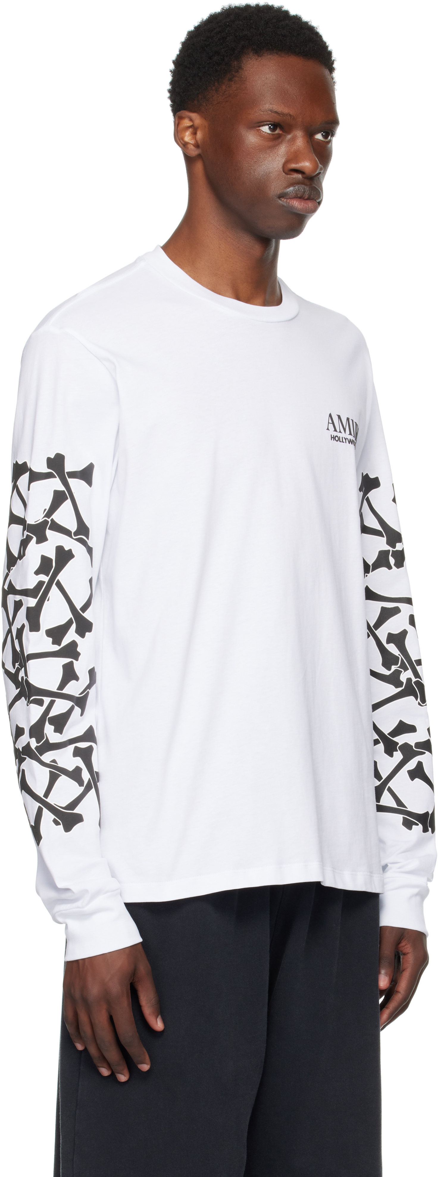 Amiri Stacked Bones Crewneck Sweater With Graphic Print In White
