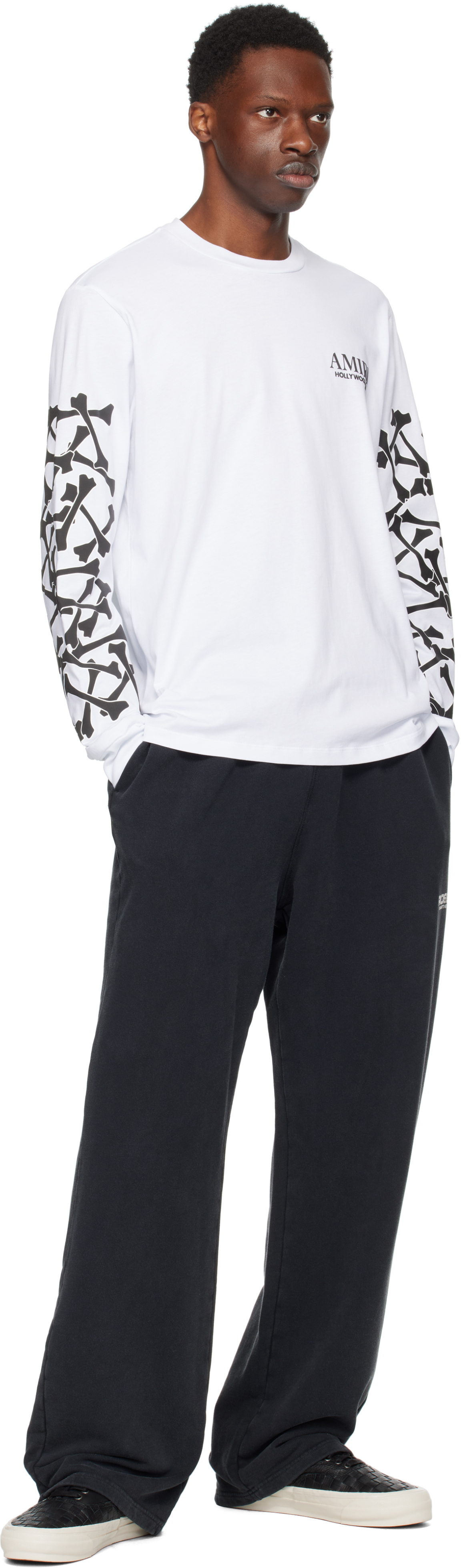Amiri Stacked Bones Crewneck Sweater With Graphic Print In White