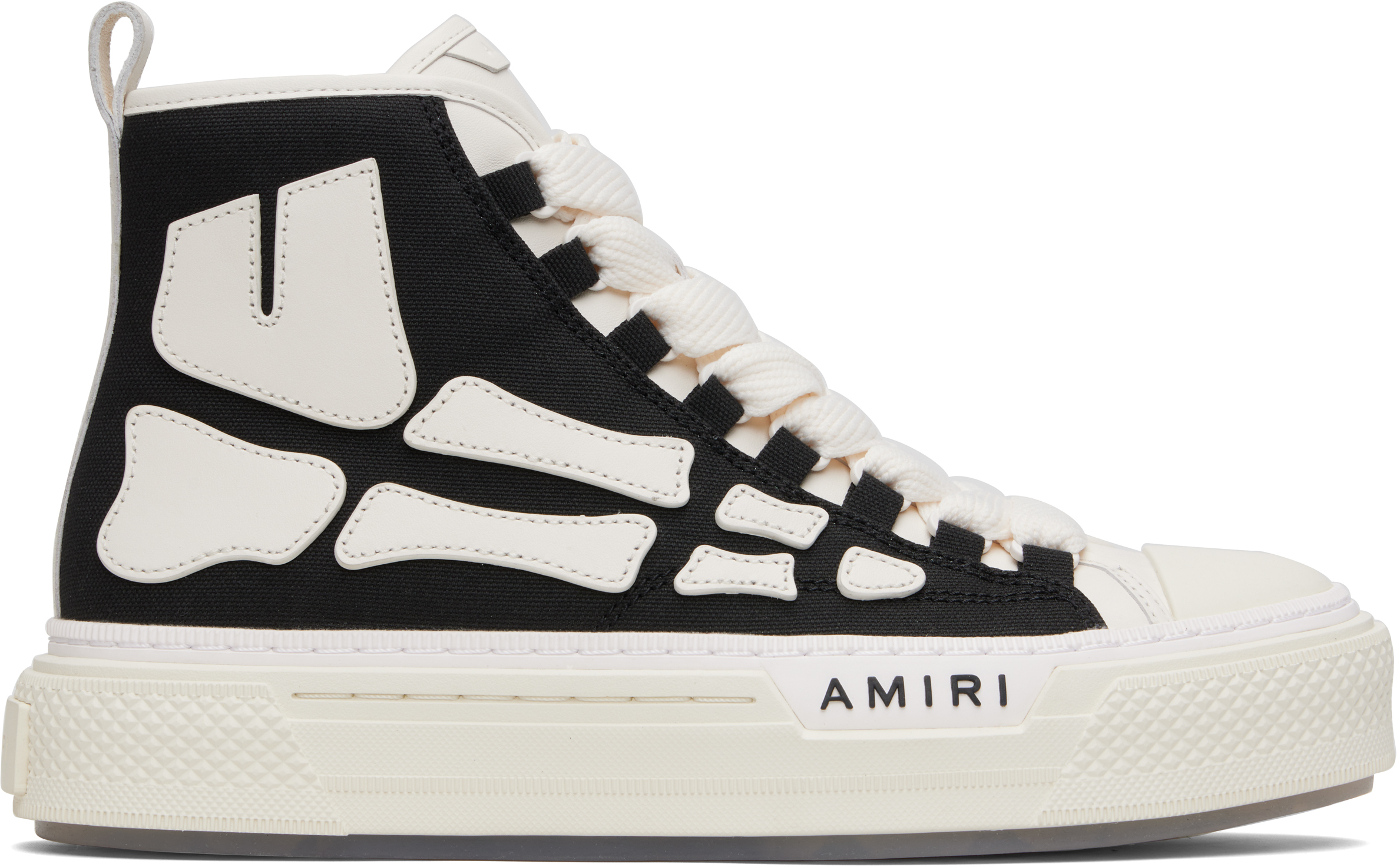 【アミリ】ロゴ ハイカットスニーカー 骨 ブラック＆ホワイト AMIRI: ブラック＆ホワイト Skel Court ハイカットスニーカー