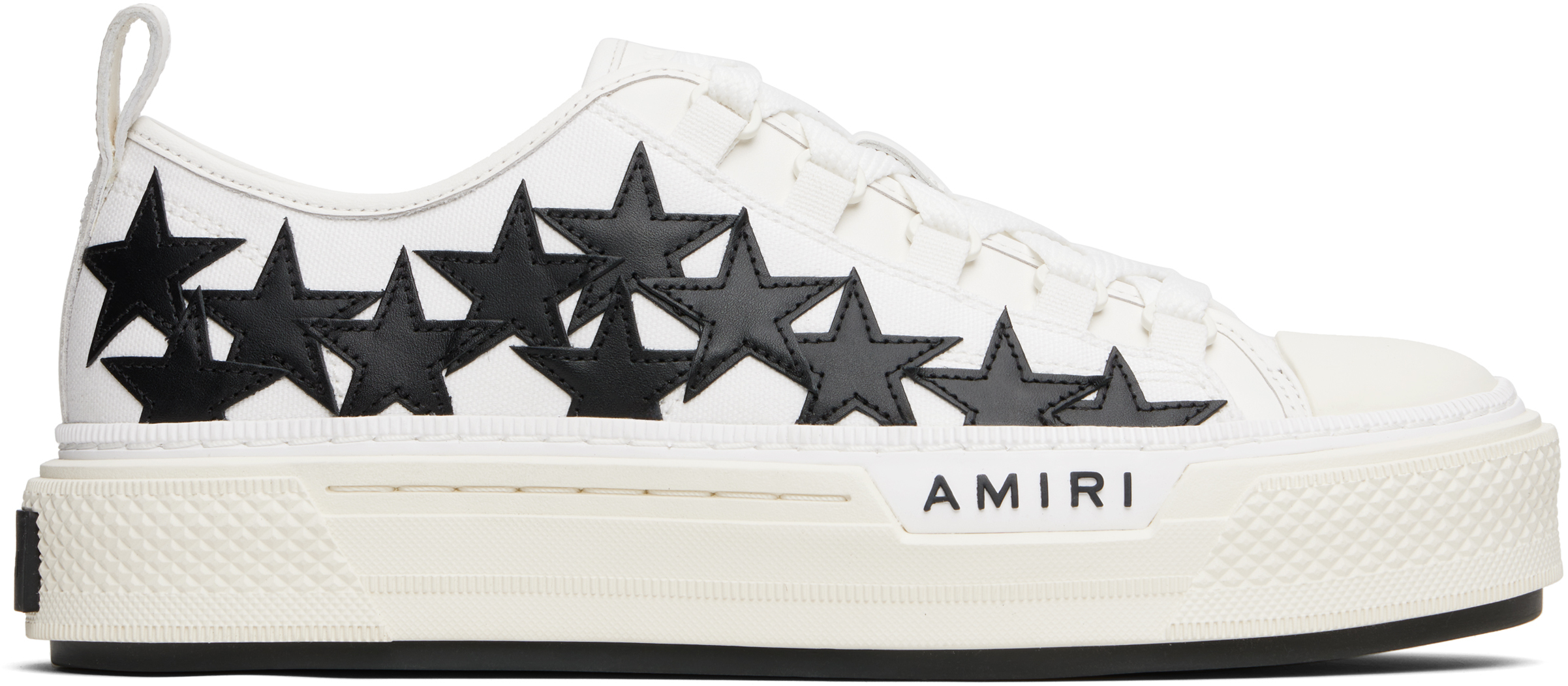 White & Black Stars Court Low Sneakers