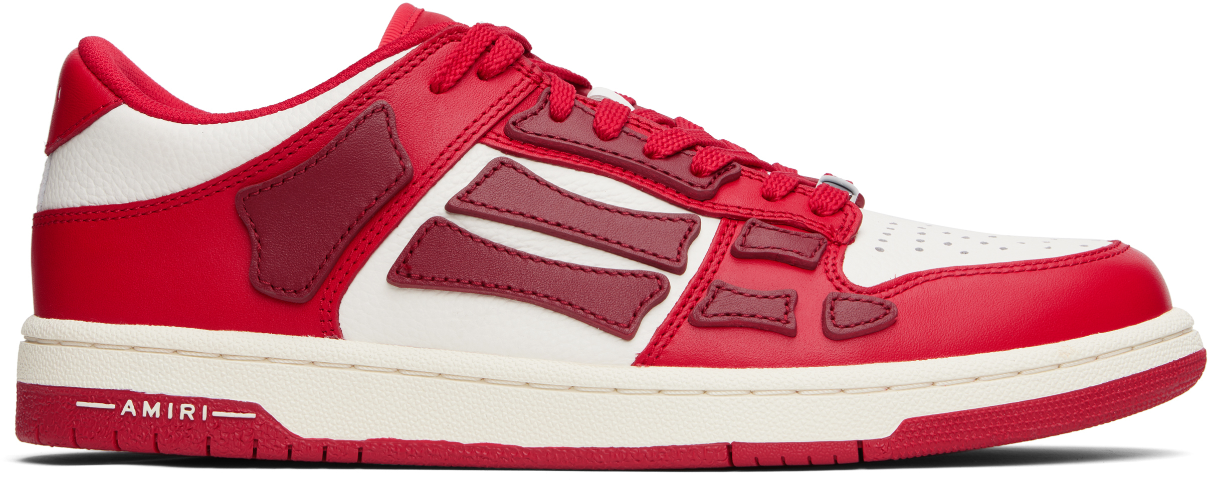 【個性を放つ】AMIRI ホワイト＆レッド Skel-Top Low スニーカー AMIRI Red & White Skel Top Low Sneakers Amiri
