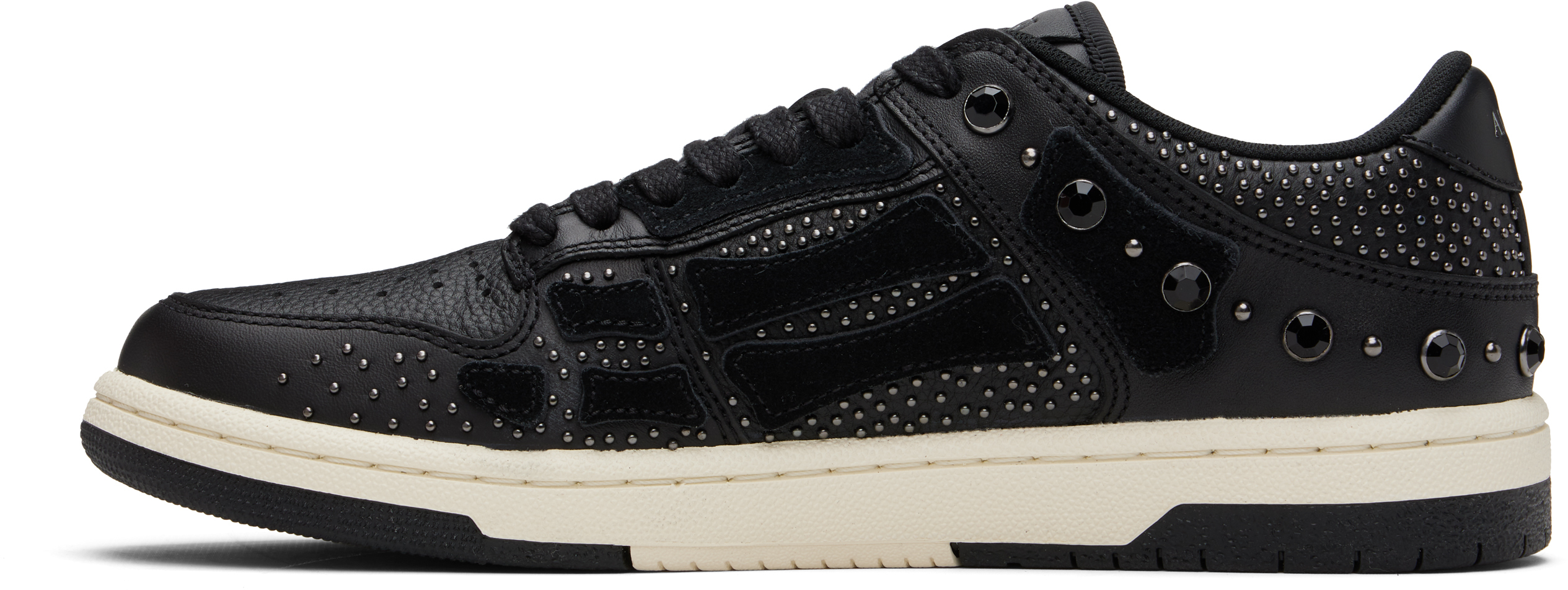 Amiri Two-tone Leather Skel Sneakers With Textured Finish In Black