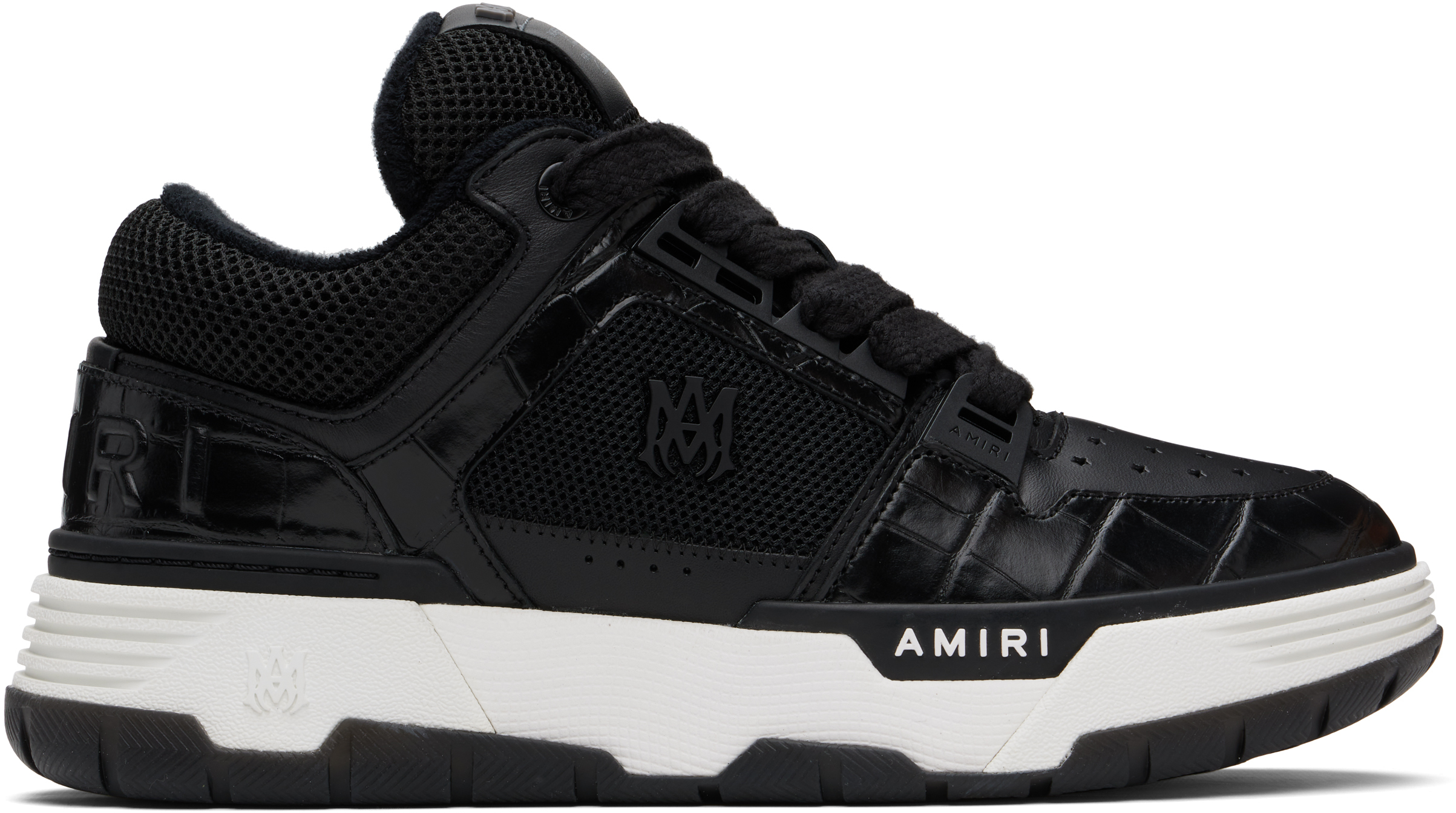 Amiri Ma-1 Croc-effect Trimmed Mesh And Leather Sneakers In Black