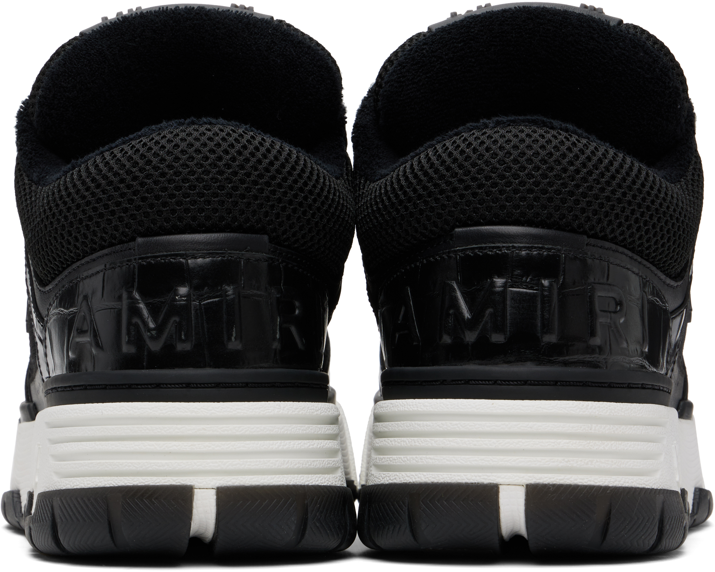 Amiri Ma-1 Croc-effect Trimmed Mesh And Leather Sneakers In Black