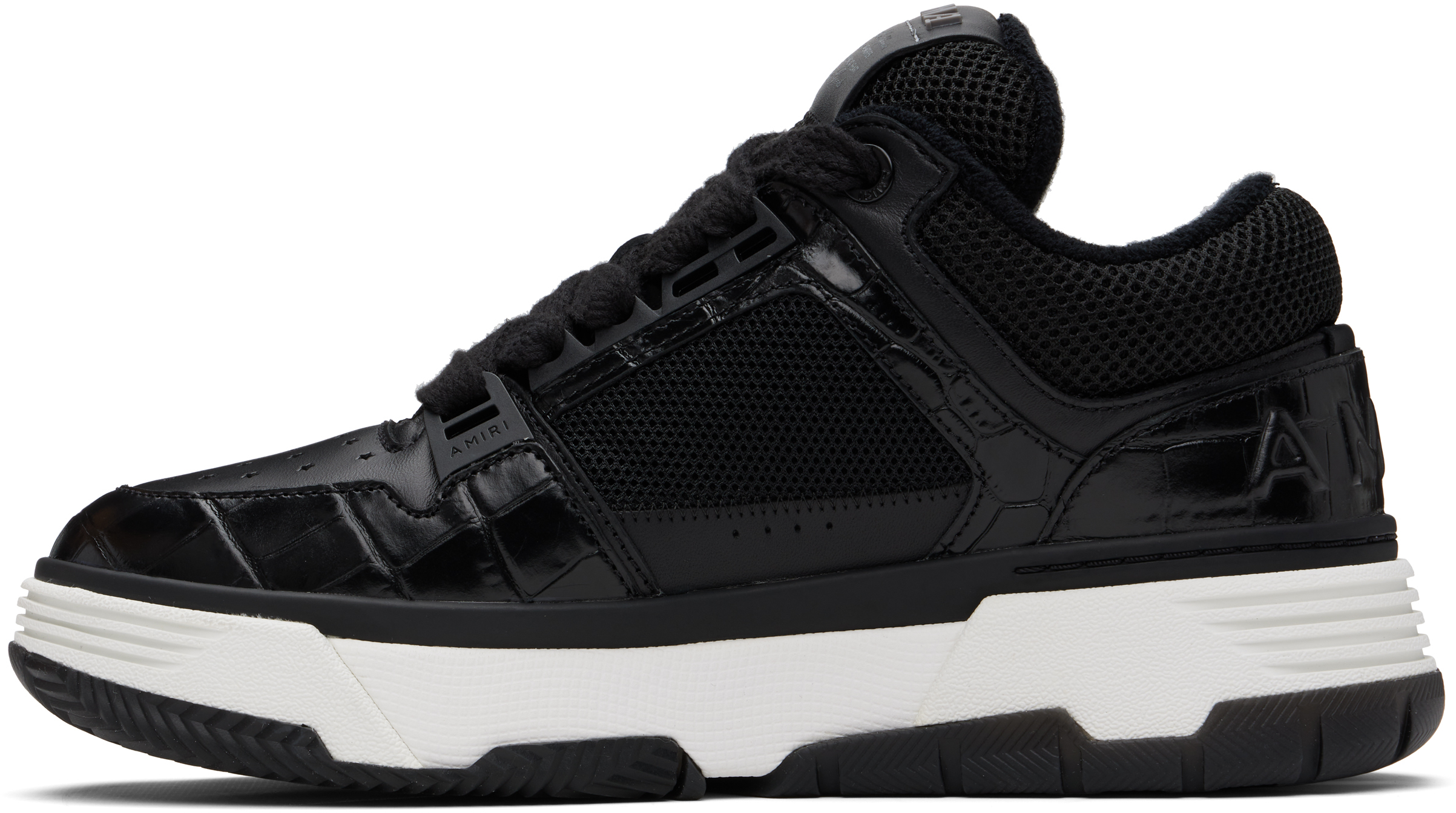 Amiri Ma-1 Croc-effect Trimmed Mesh And Leather Sneakers In Black