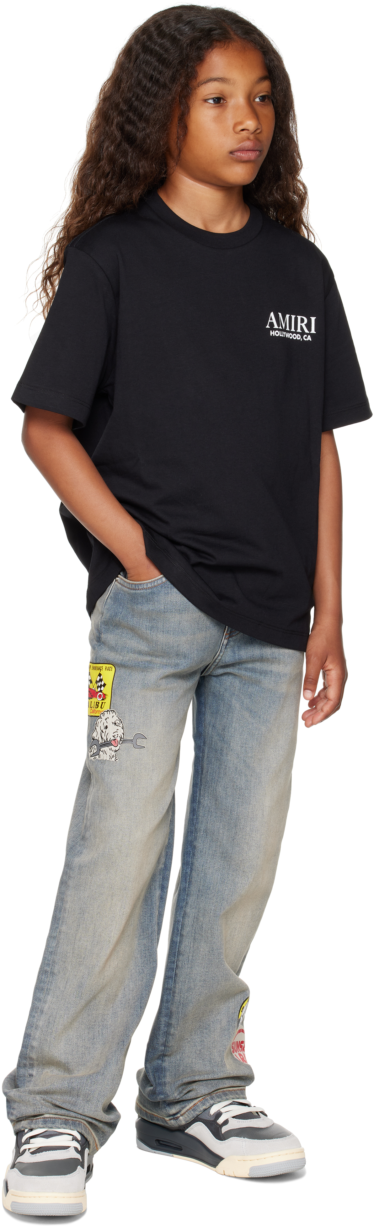 Amiri Kids Black Bones Stacked T-shirt