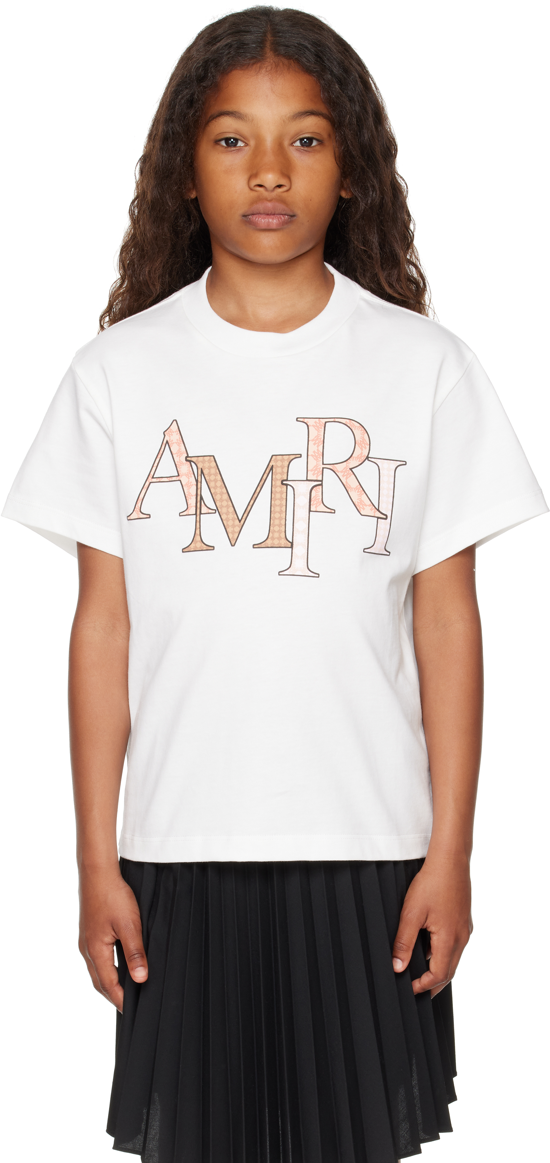 Amiri Kids Off-white Staggered T-shirt In White