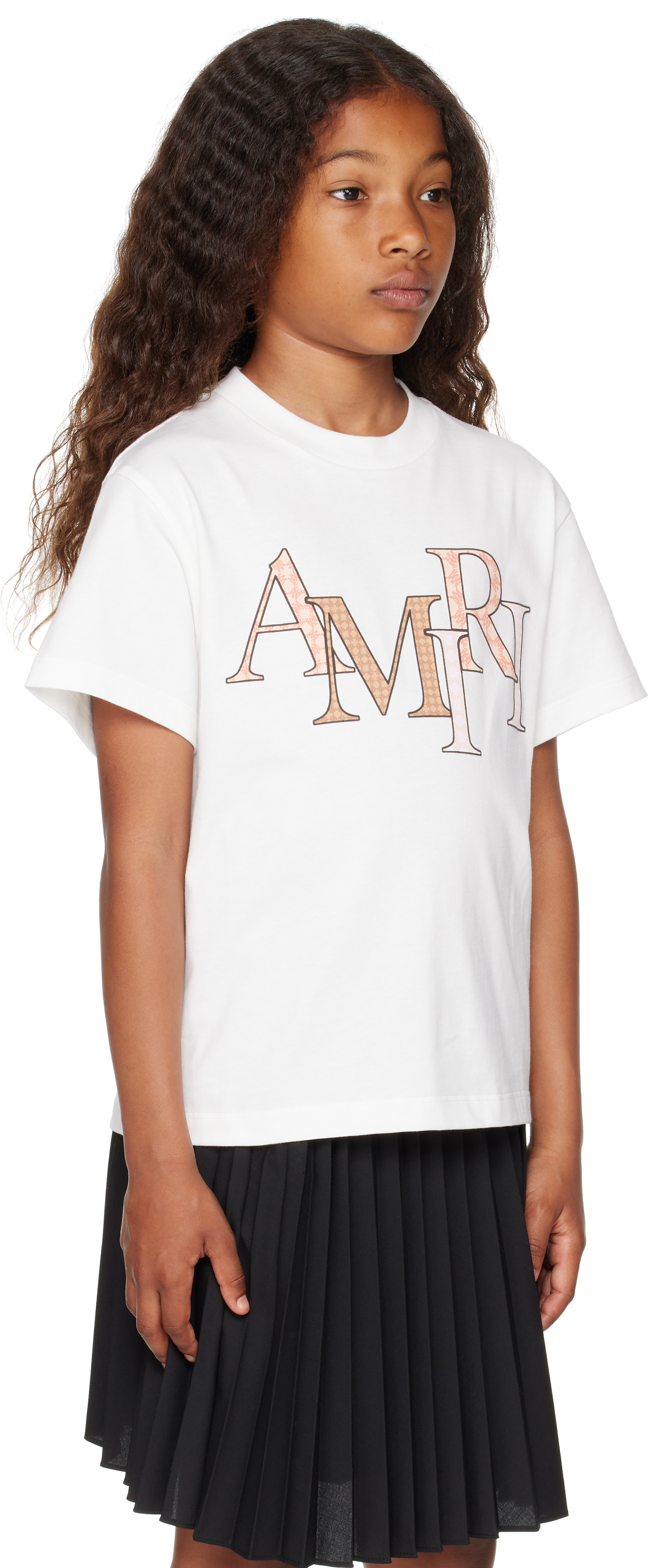 Amiri Kids Off-white Staggered T-shirt In White