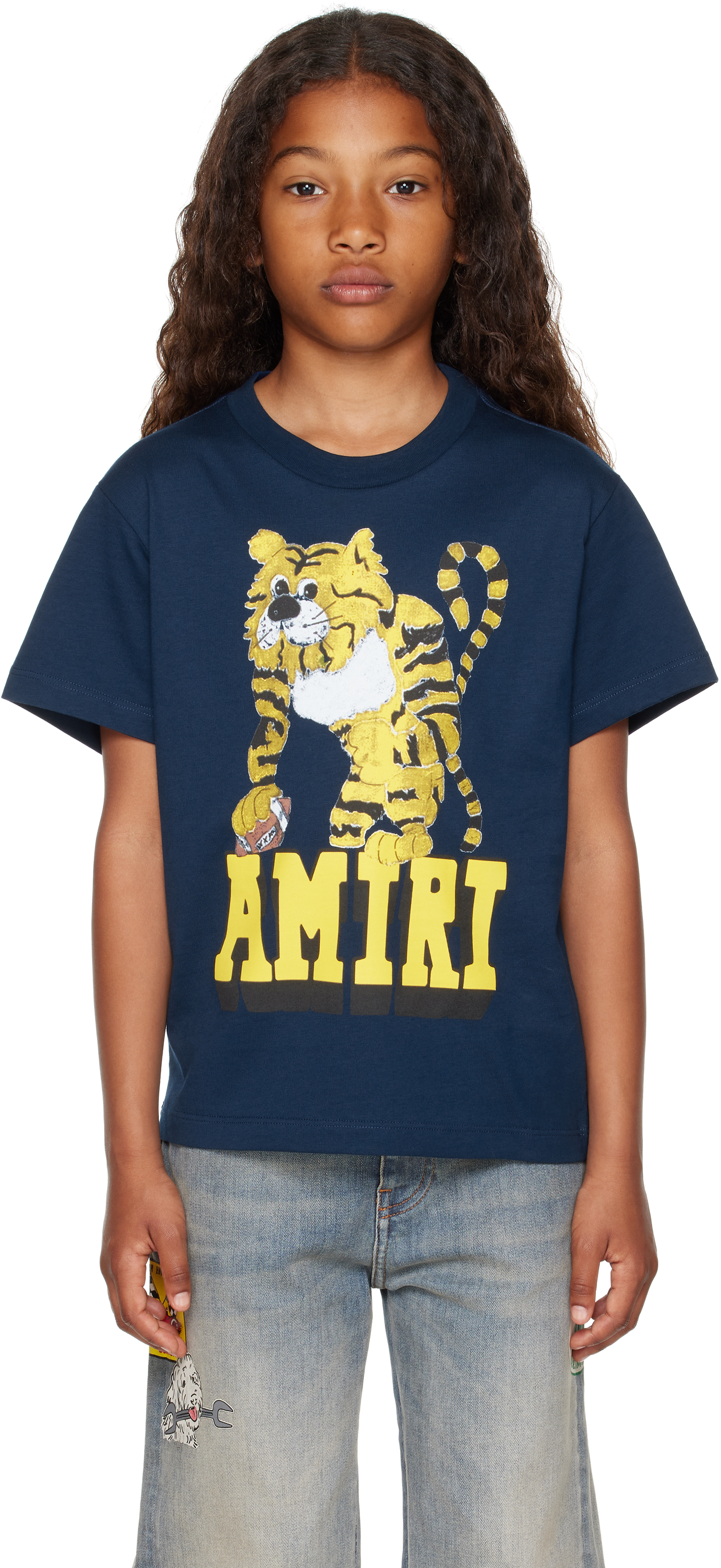 【関税込み】AMIRI キッズ|ネイビー 'AMIRI' Tiger Tシャツ Kids Navy 'AMIRI' Tiger T-shirt by AMIRI | SSENSE