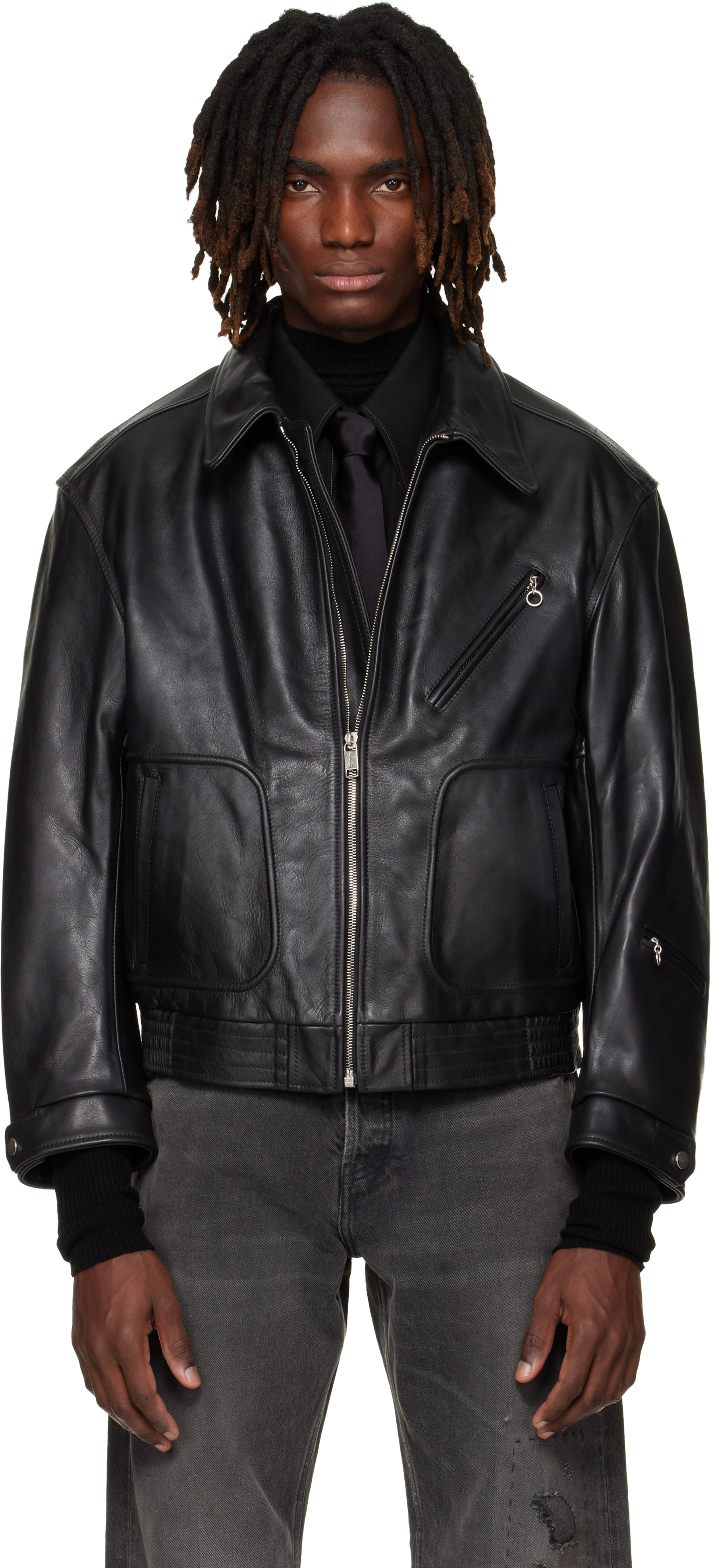 Enfants Riches Déprimés: ブラック 'Combattimento' レザージャケット