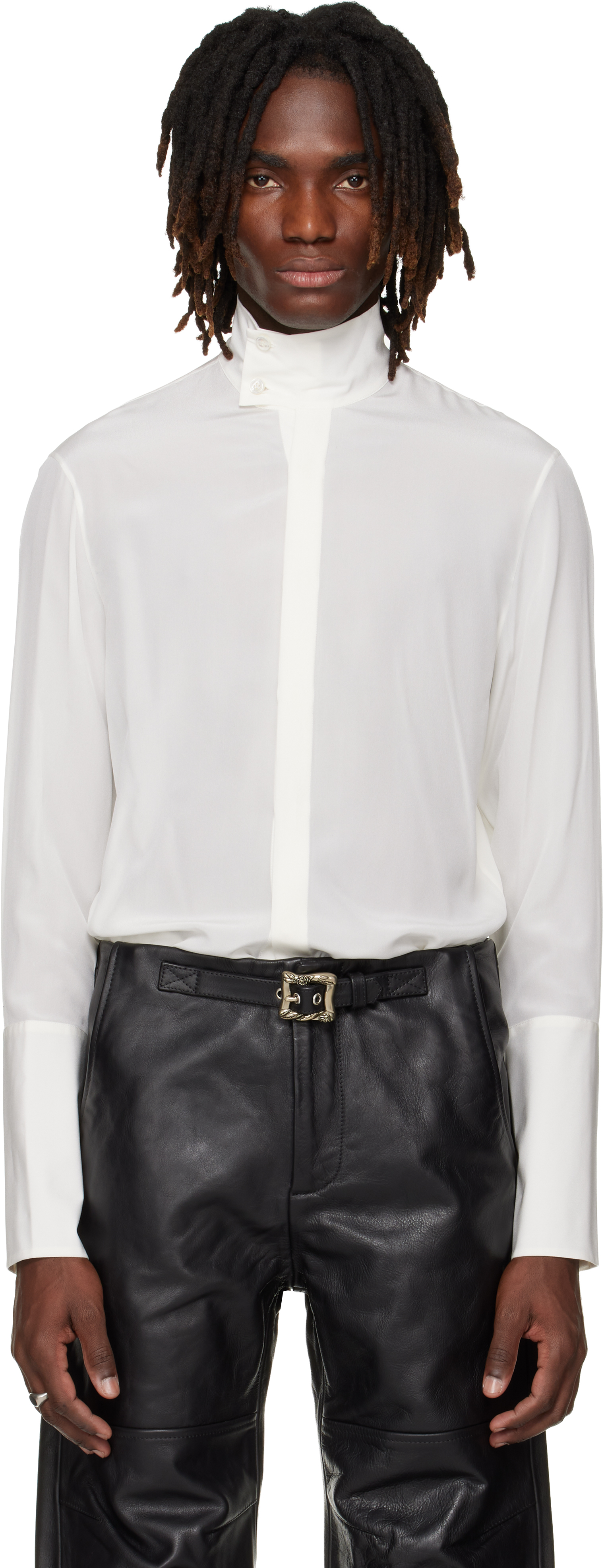 White Kissing Button Cuff Napoleon Soiree Shirt by Enfants Riches
