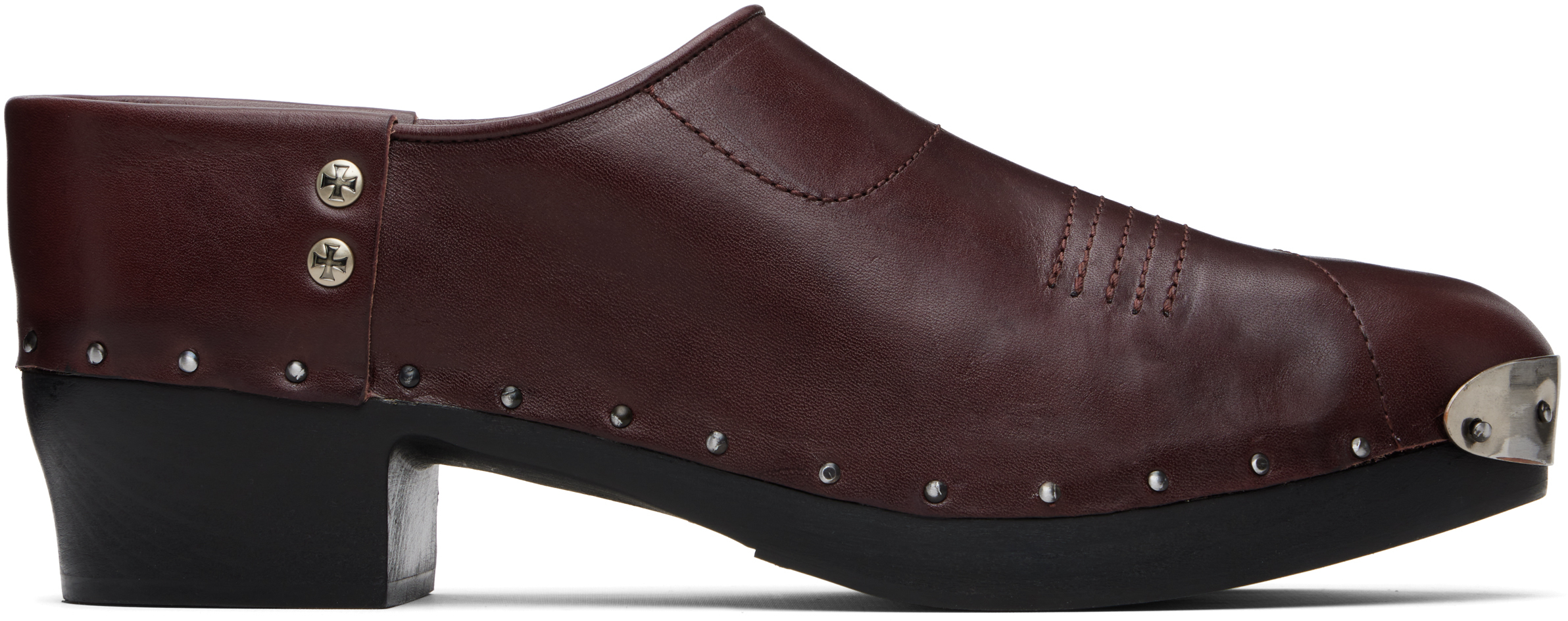 Enfants Riches Déprimés Burgundy Metal Hardware Clogs