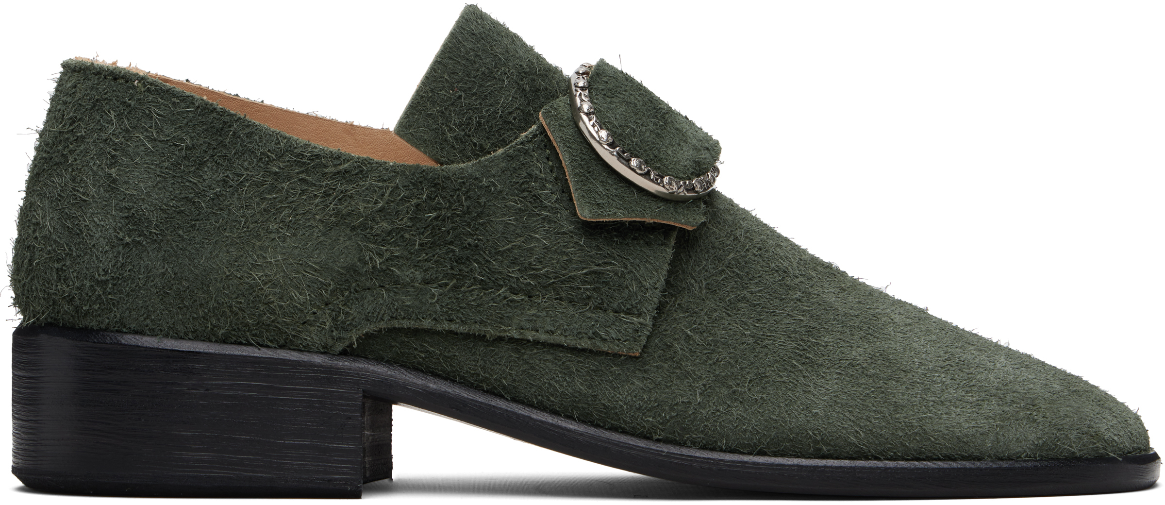 Enfants Riches Déprimés Green Suede Pope Loafers