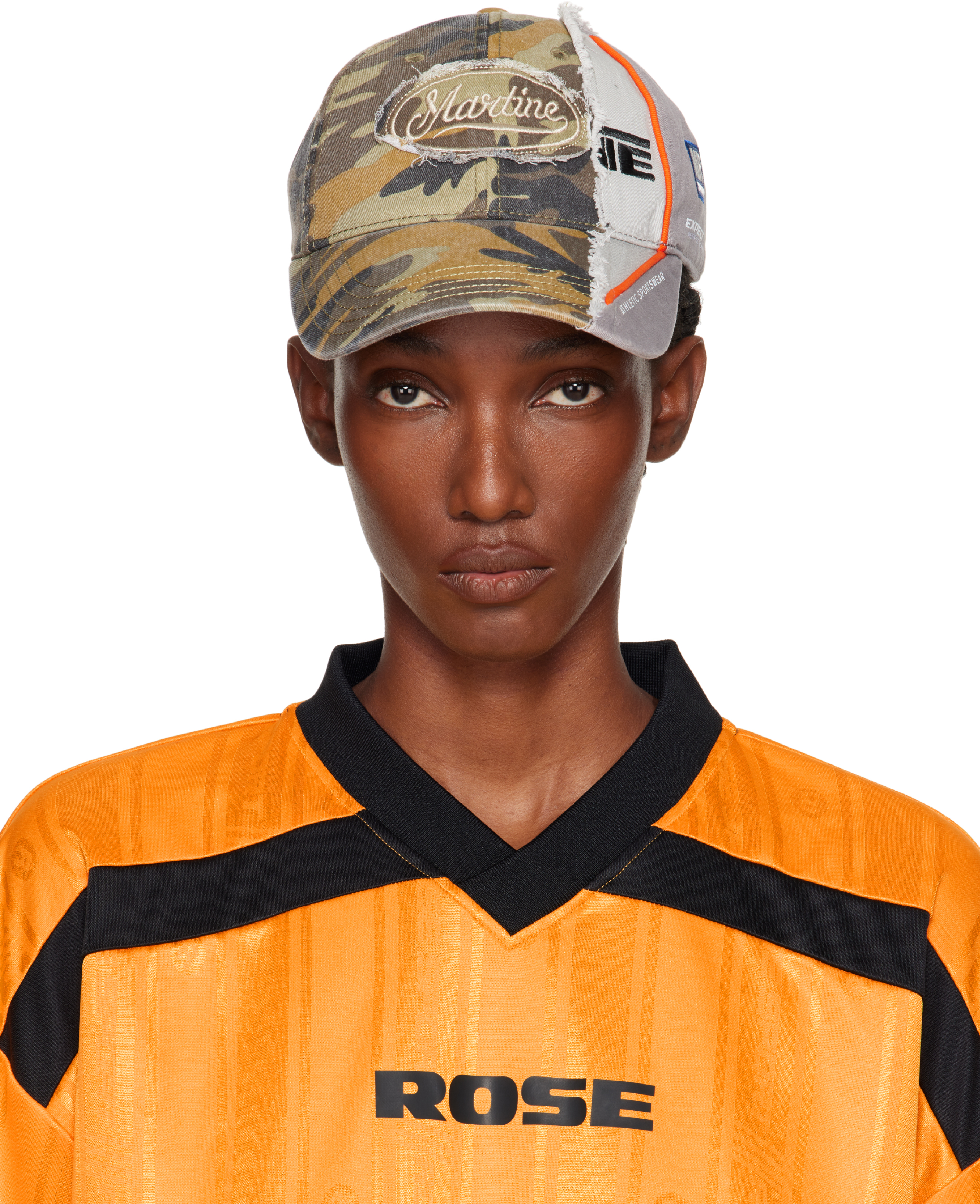 Martine Rose: Green & Gray Collage 'Expect Perfection' Cap | SSENSE