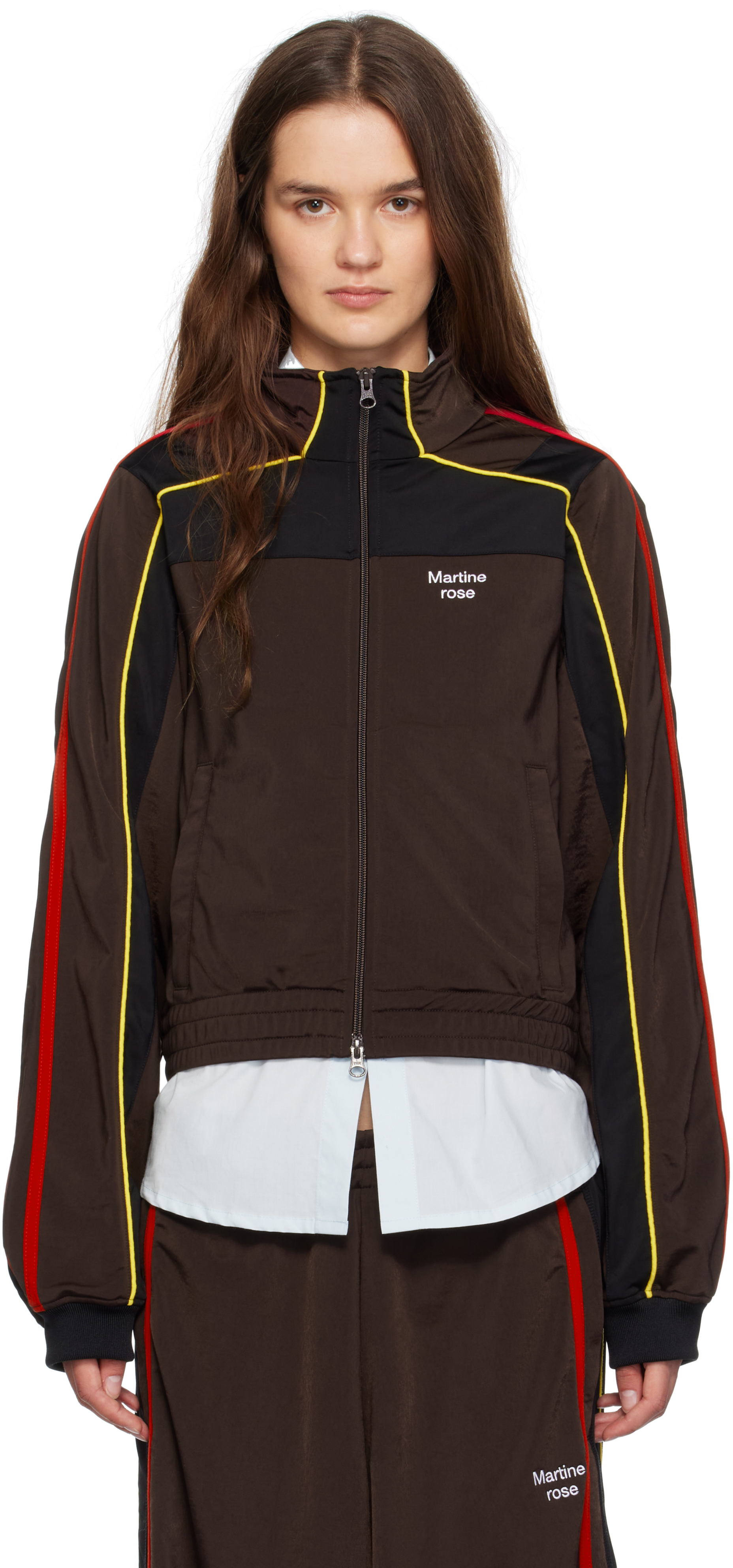 Martine Rose Brown Shrunken Track Jacket In Brown