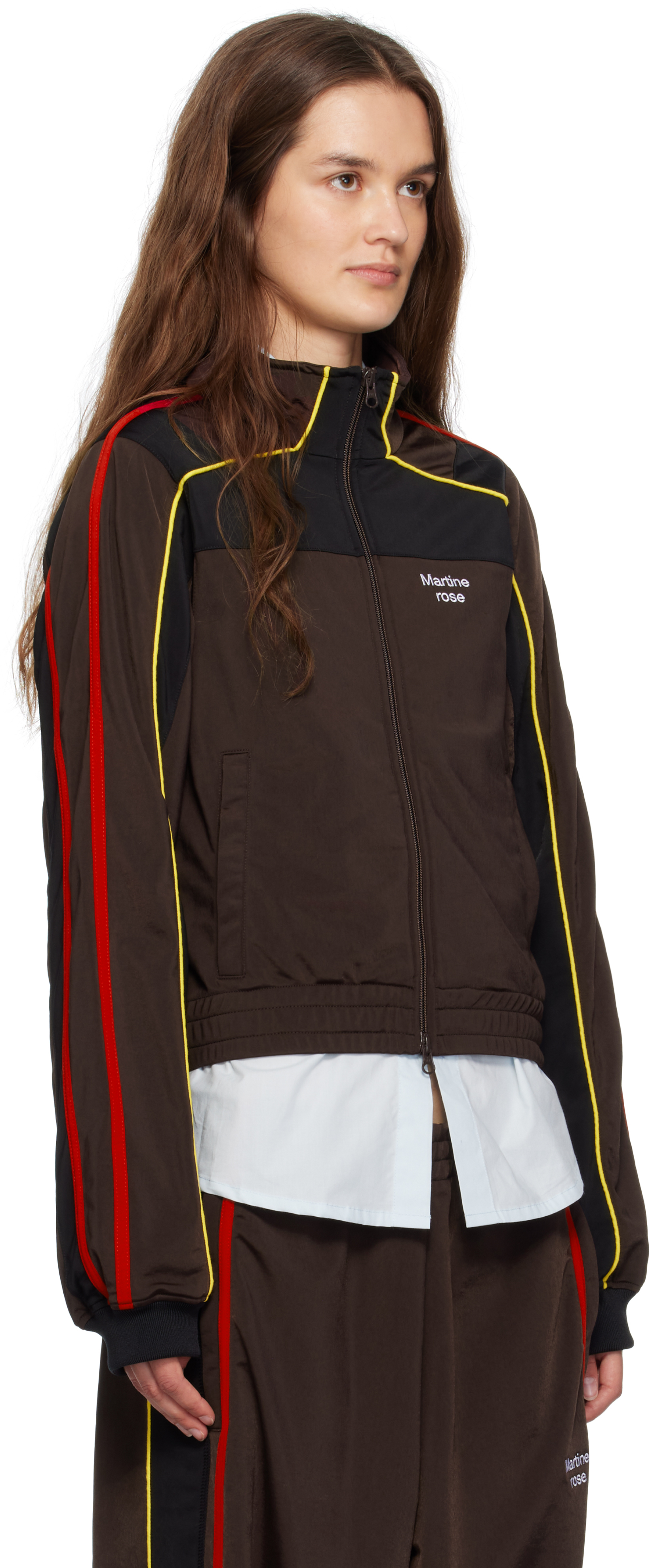 Martine Rose Brown Shrunken Track Jacket In Brown