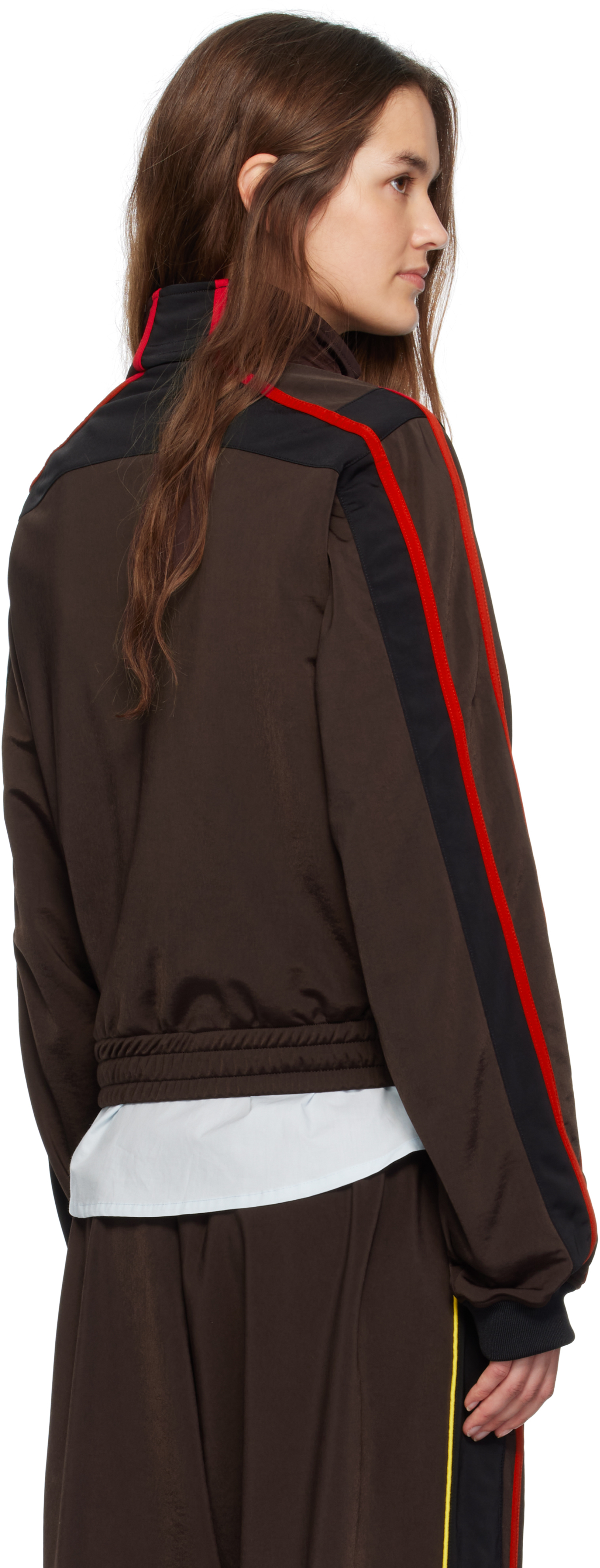 Martine Rose Brown Shrunken Track Jacket In Brown
