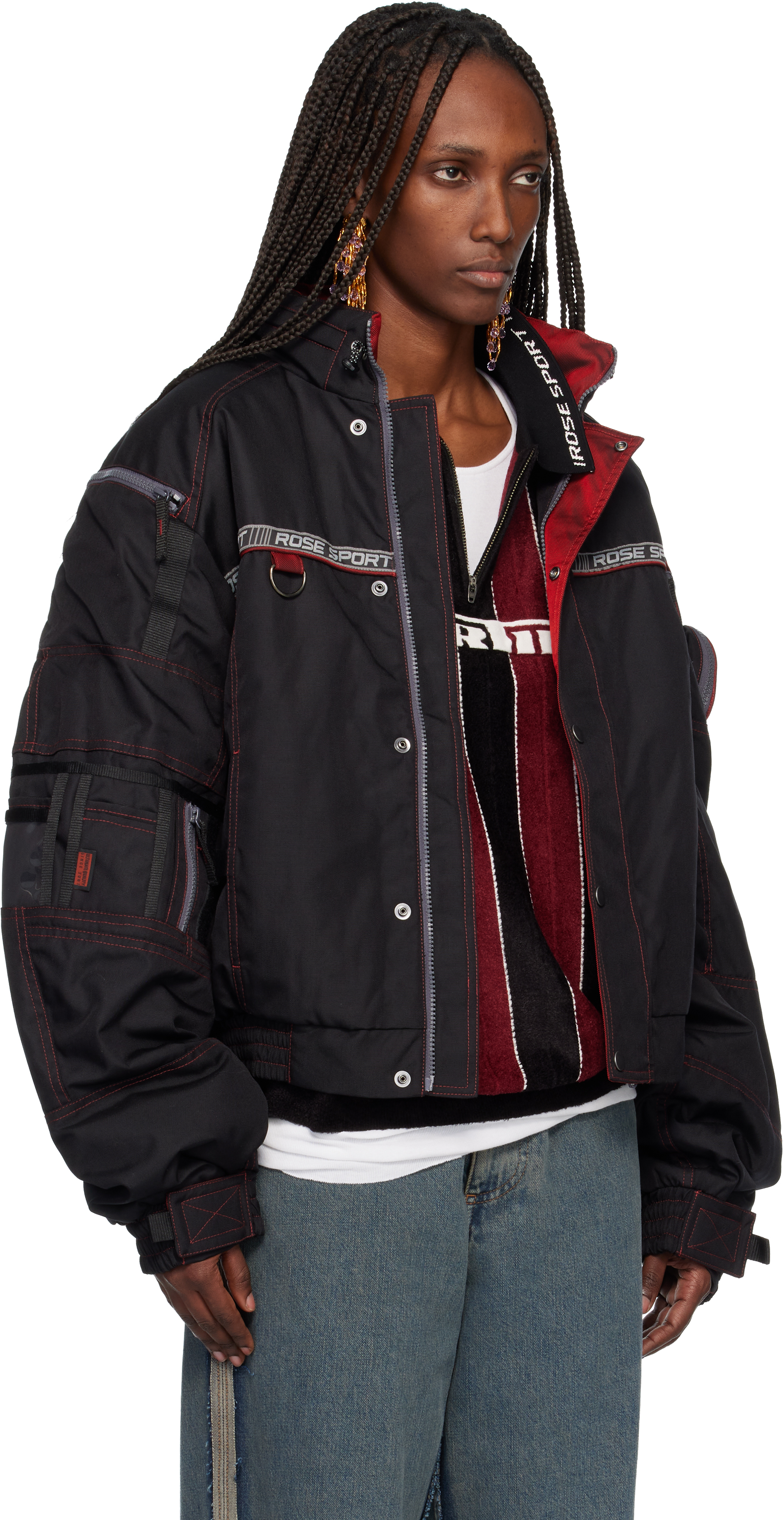 Martine Rose High Collar Casual Jacket In Multi