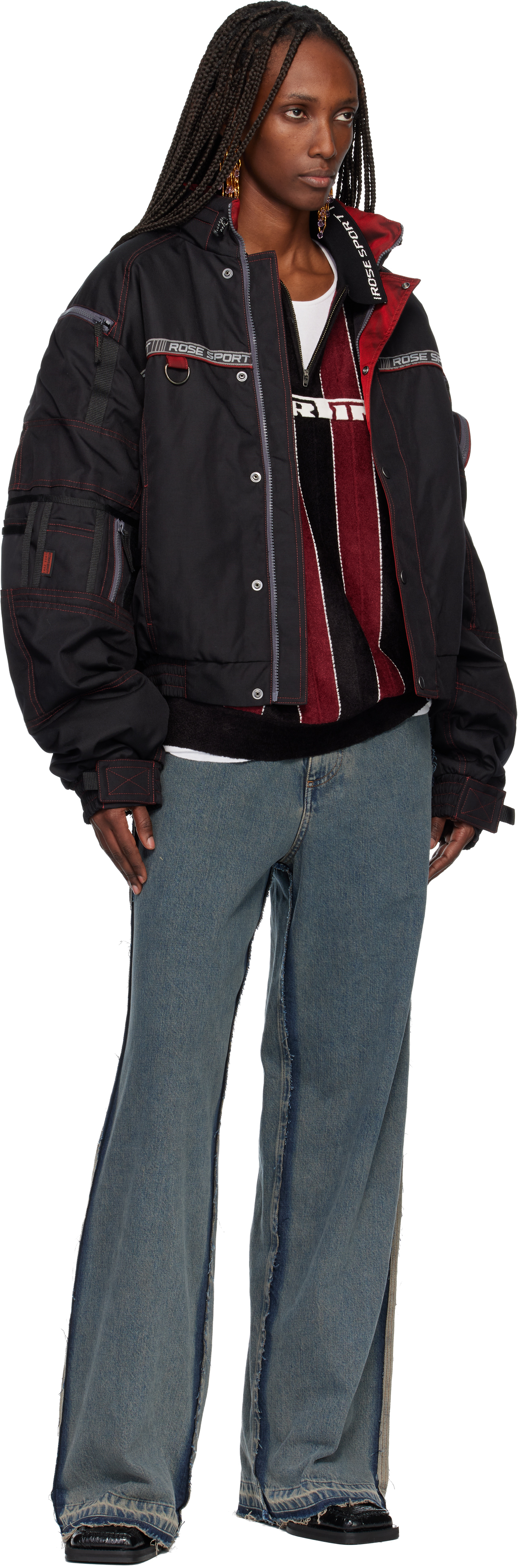 Martine Rose High Collar Casual Jacket In Multi