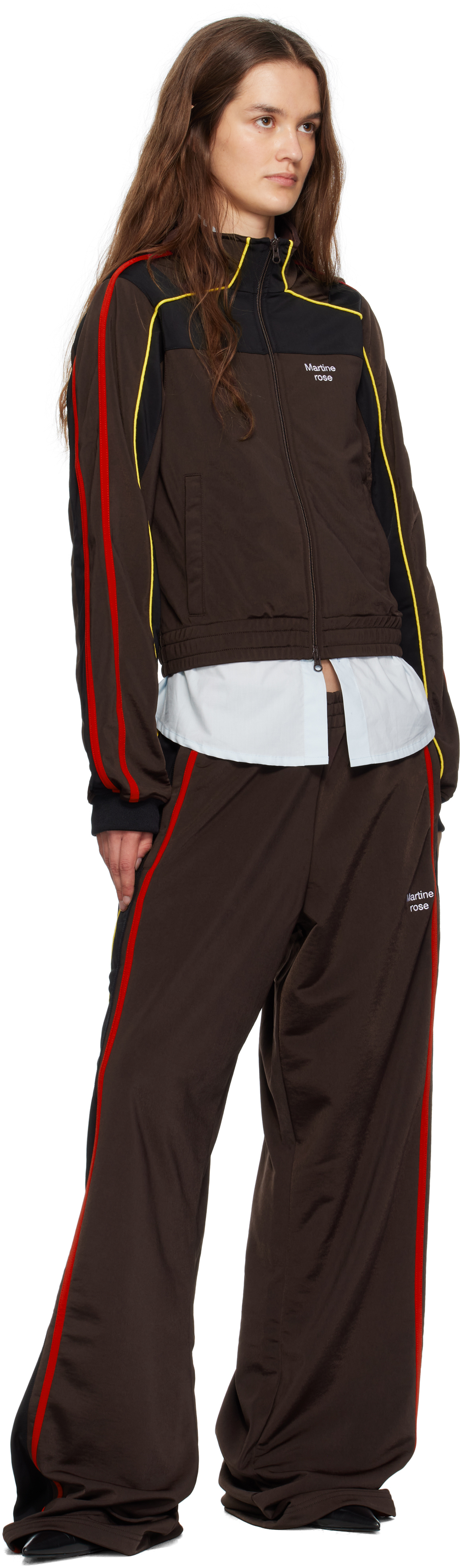 Martine Rose Brown Wide Leg Track Pants In Brown