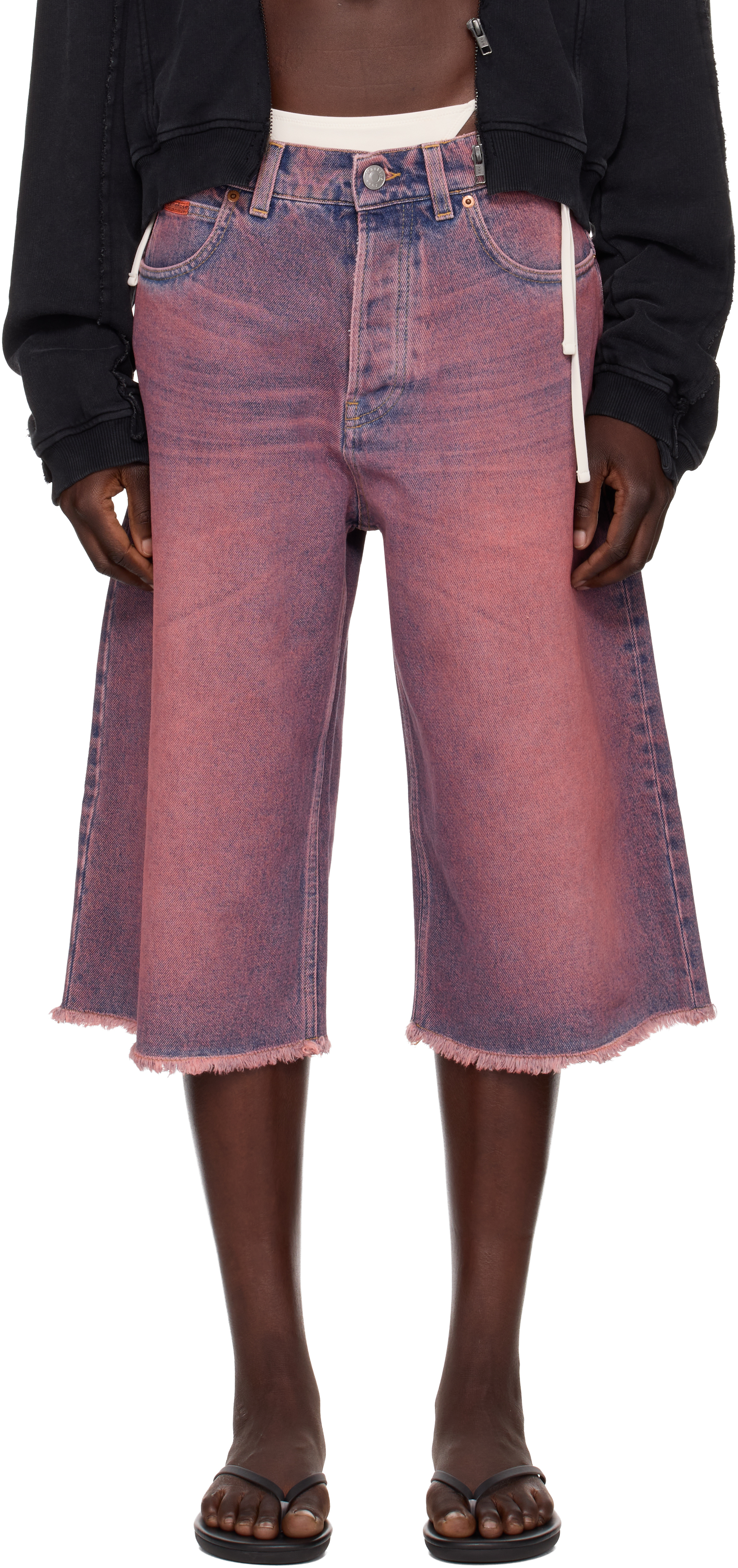 Martine Rose: SSENSE Exclusive Pink Faded Denim Shorts | SSENSE