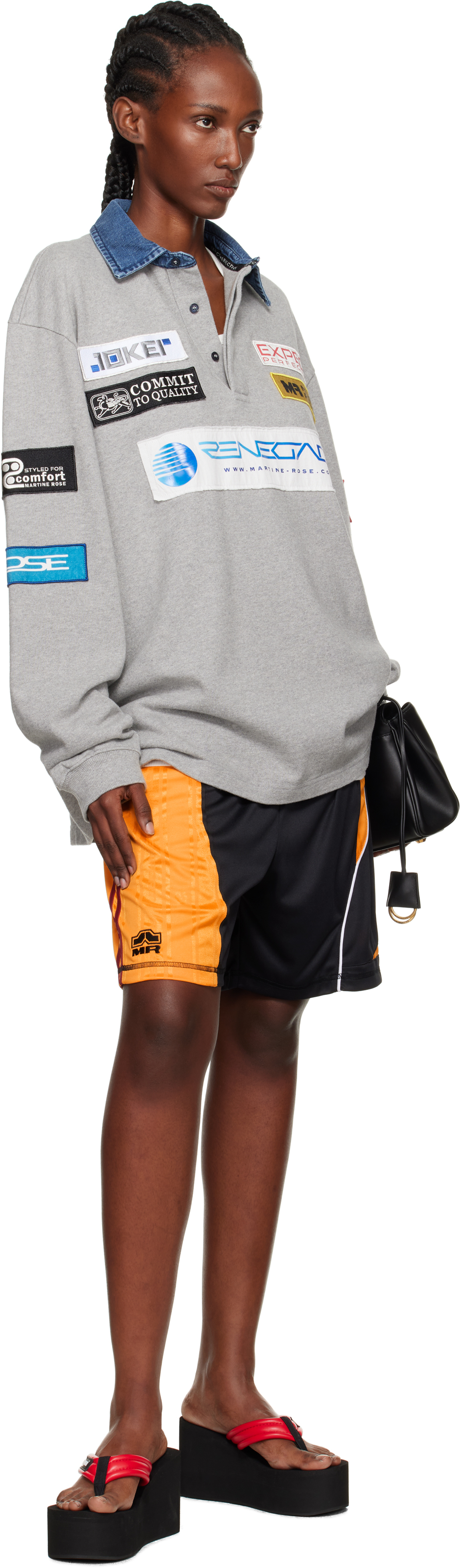 Martine Rose Black & Yellow Collage Football Shorts In Black