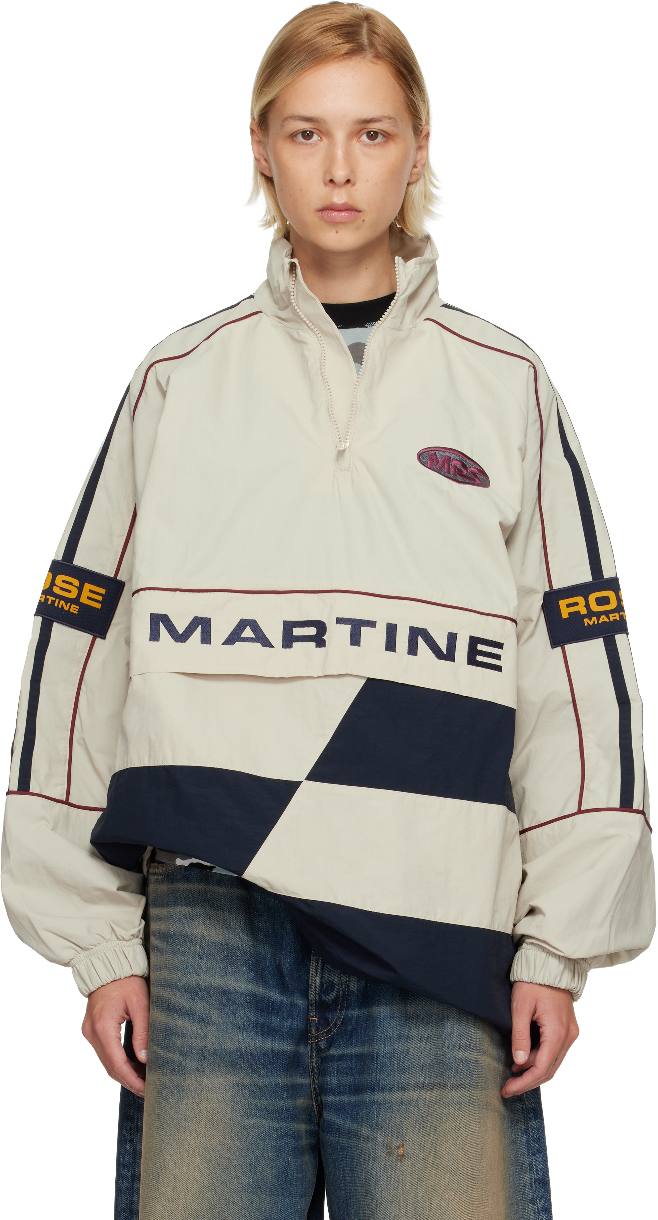 Martine Rose Beige Hockey Pullover Jacket In Gray