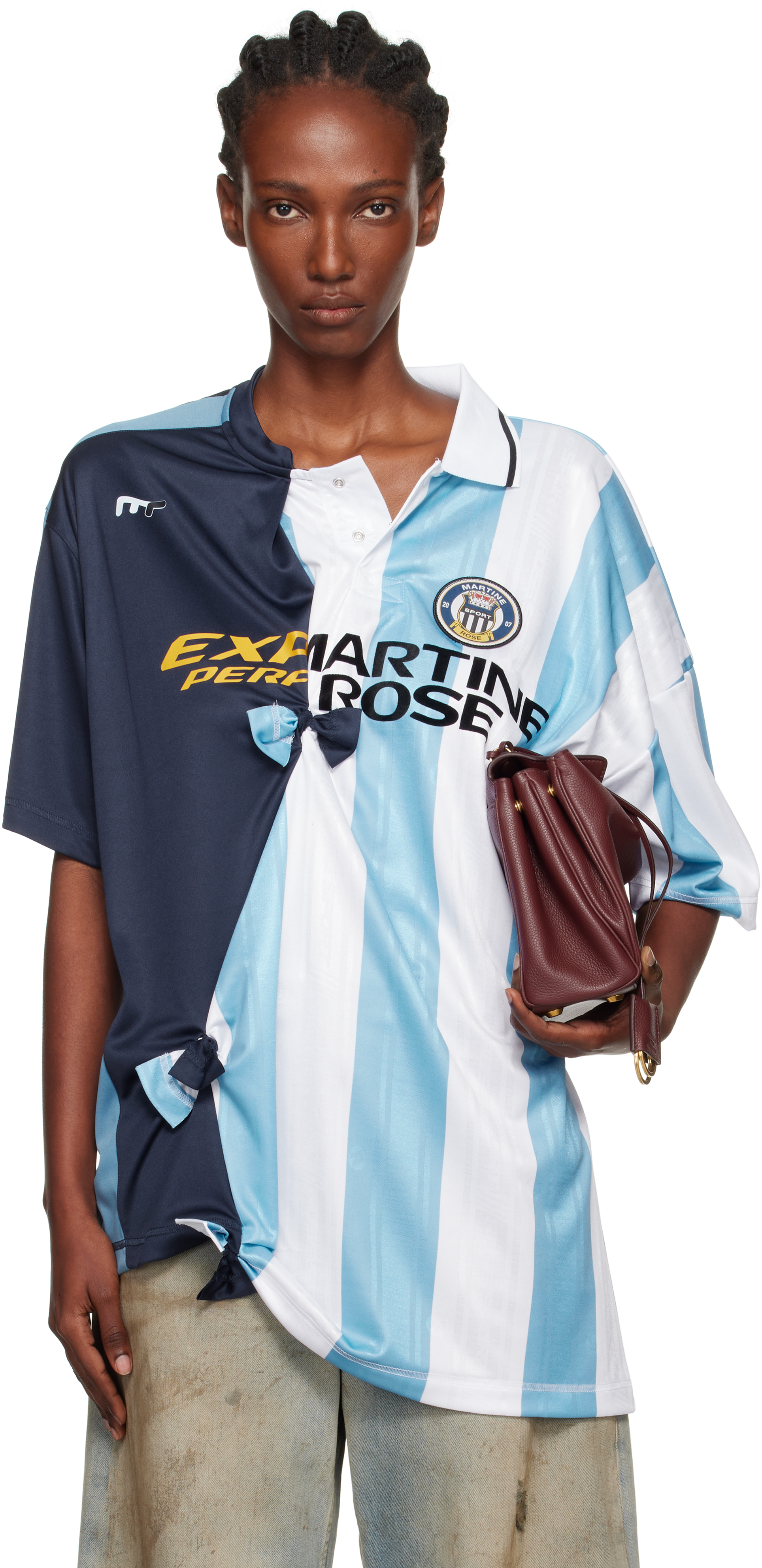 Martine Rose Blue & White Collage Football Top In Multi