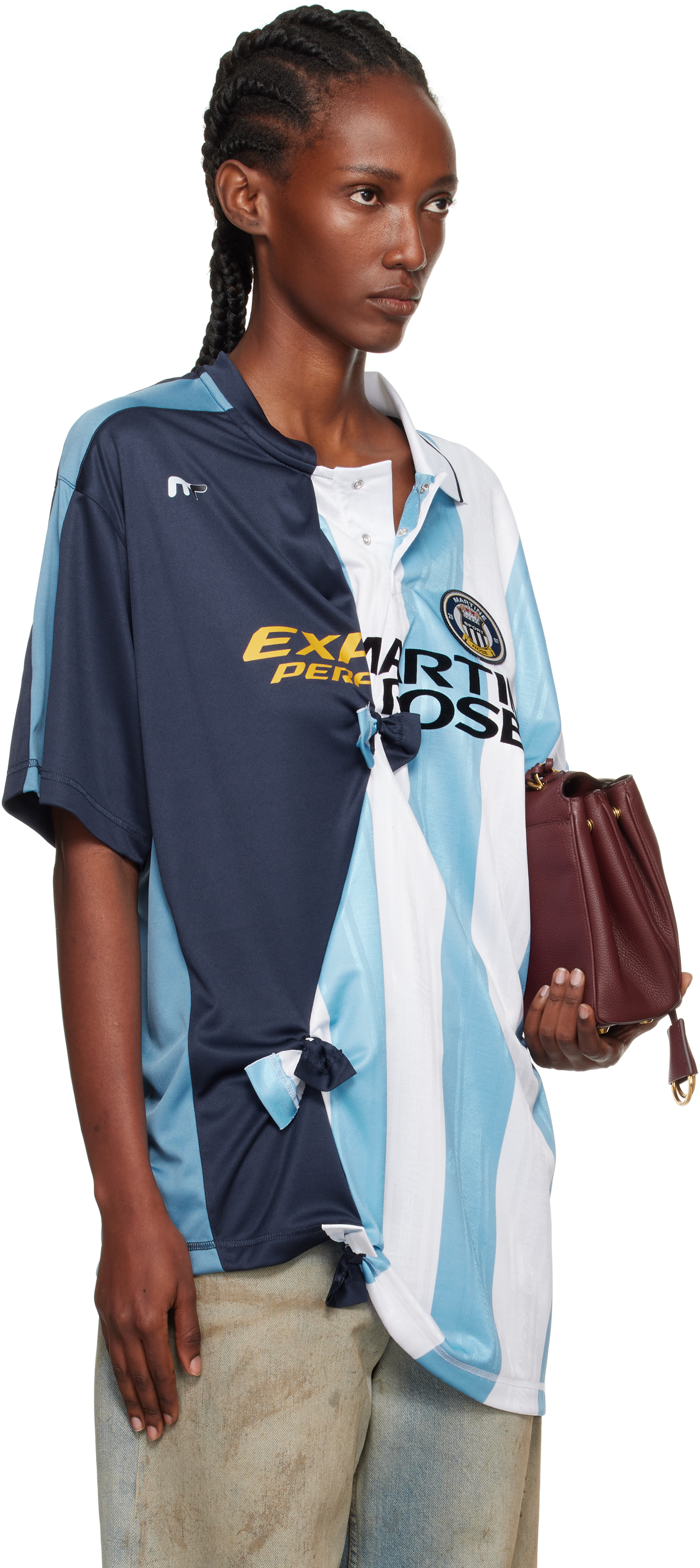 Martine Rose Blue & White Collage Football Top In Multi