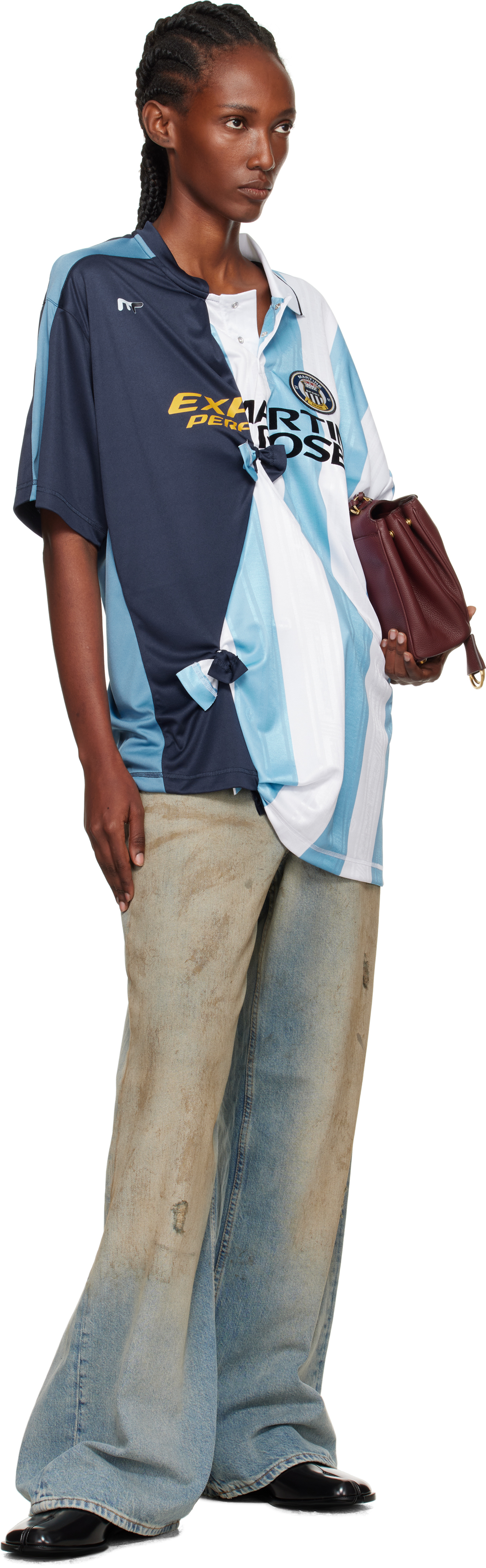 Martine Rose Blue & White Collage Football Top In Multi