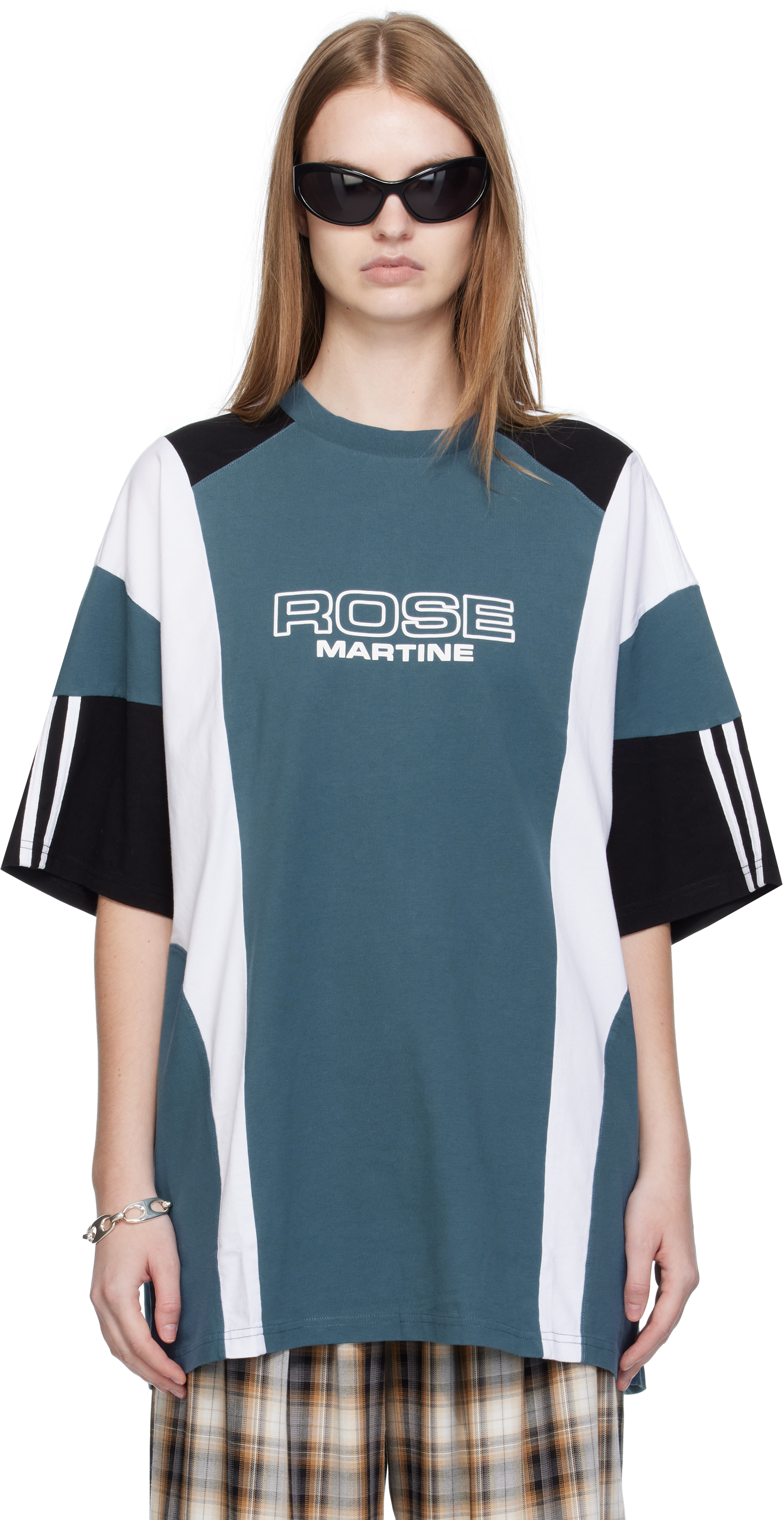 Martine Rose: ブルー オーバーサイズ パネル Tシャツ | SSENSE 日本