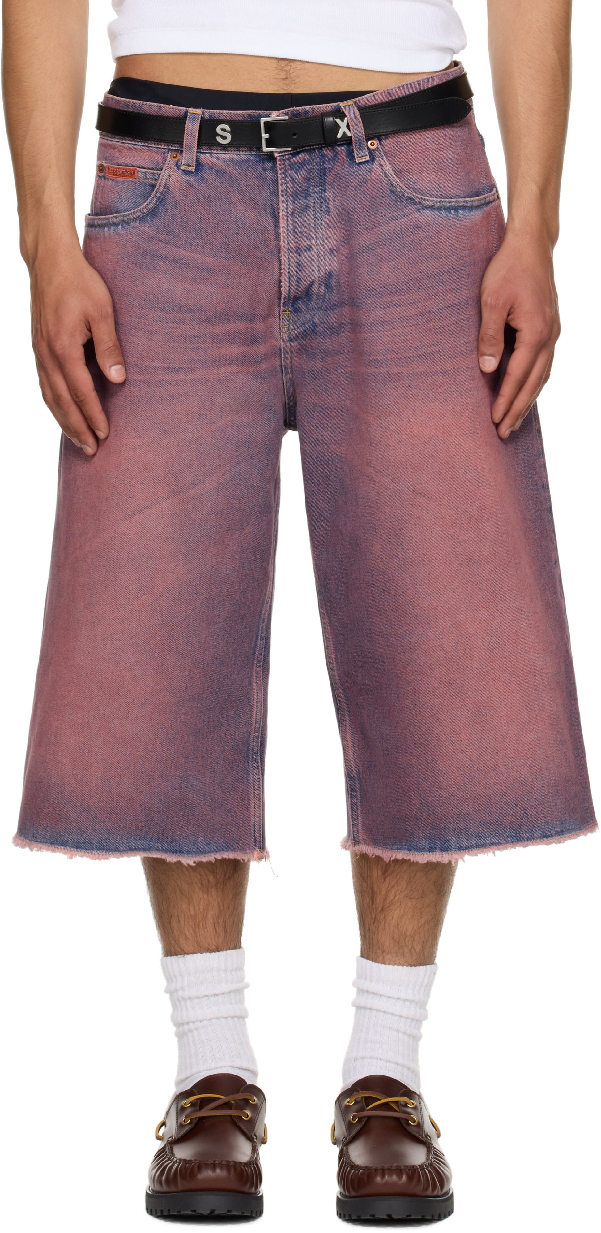 SSENSE Exclusive Pink Faded Denim Shorts