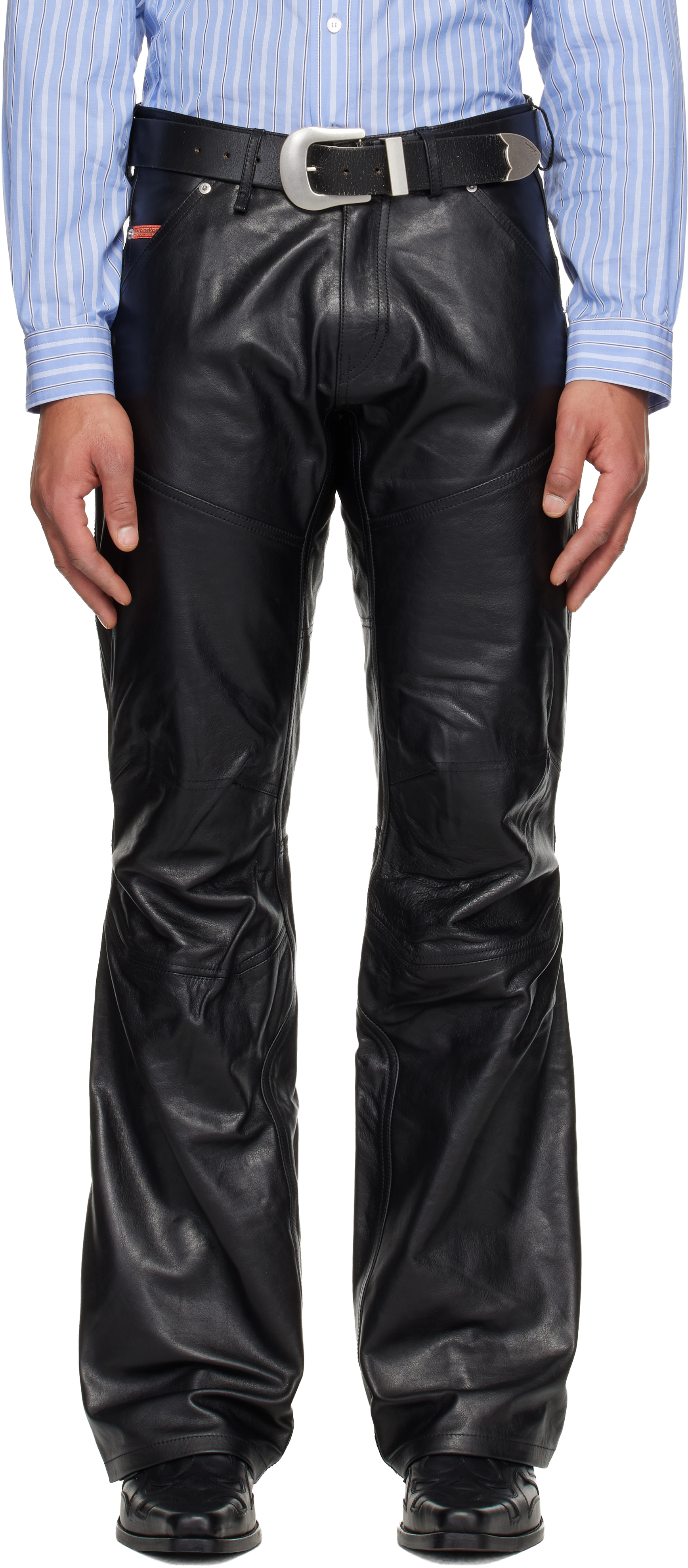 Martine Rose Black Boot Cut Utility Leather Pants