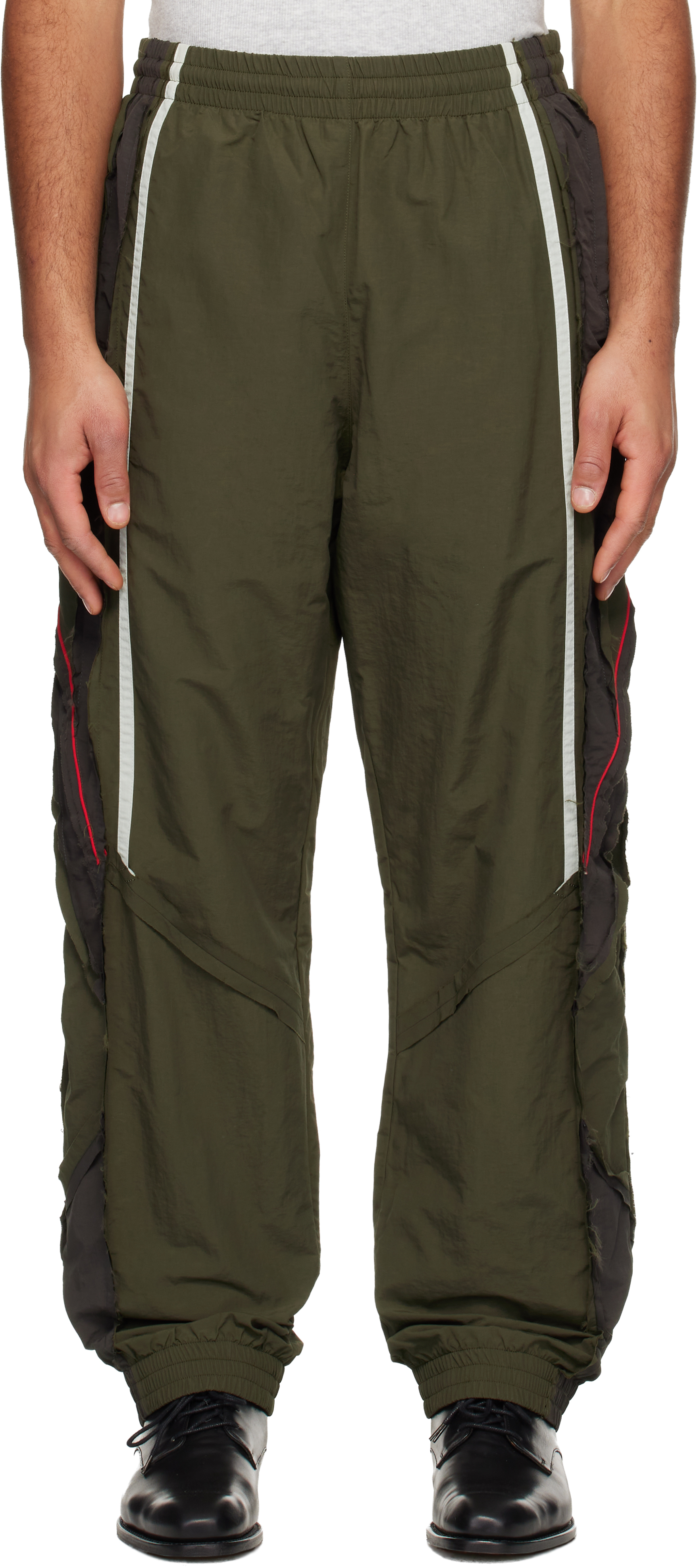 Martine Rose Khaki Layered Track Pants In Green
